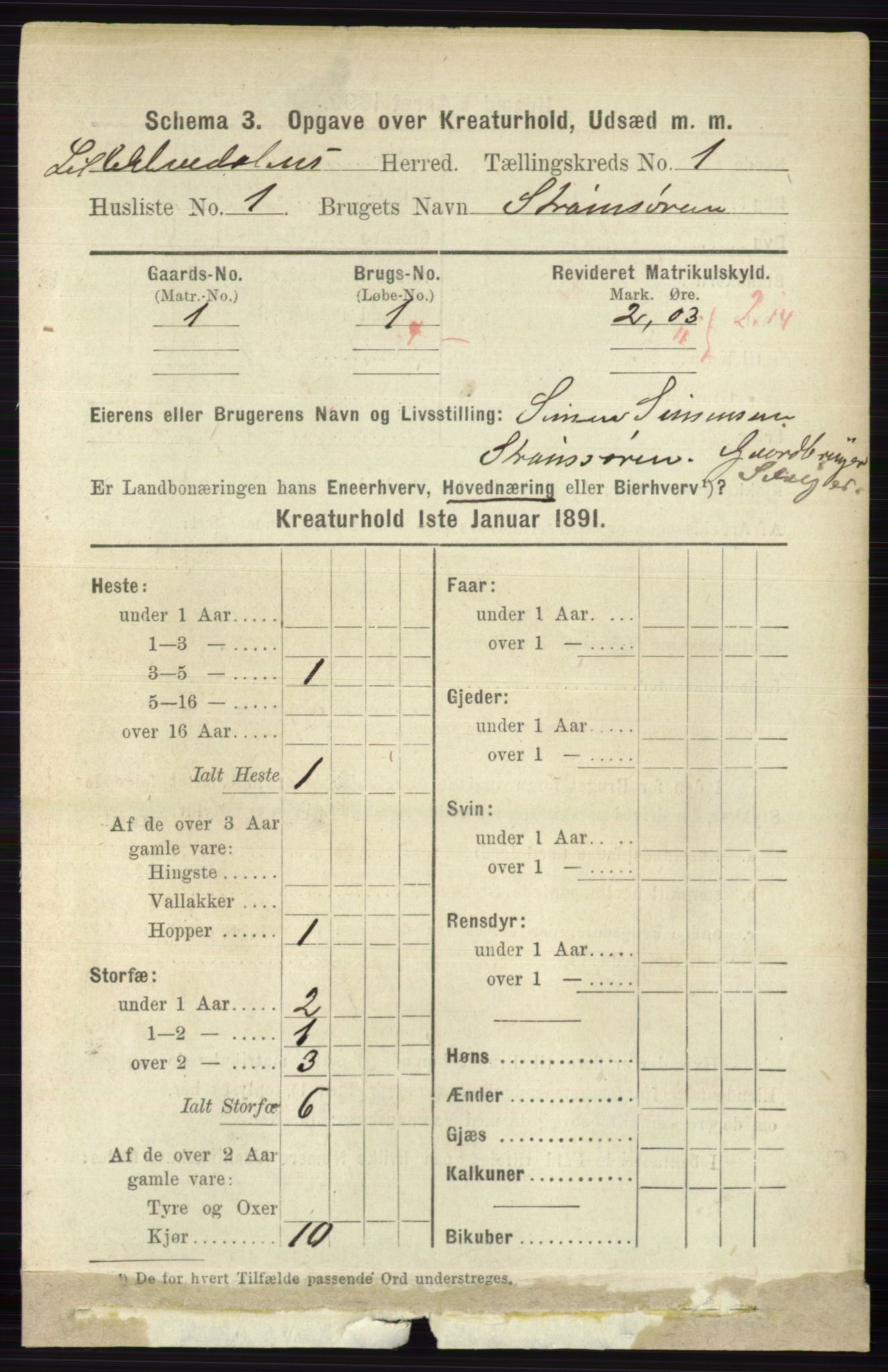 RA, 1891 census for 0438 Lille Elvedalen, 1891, p. 3910