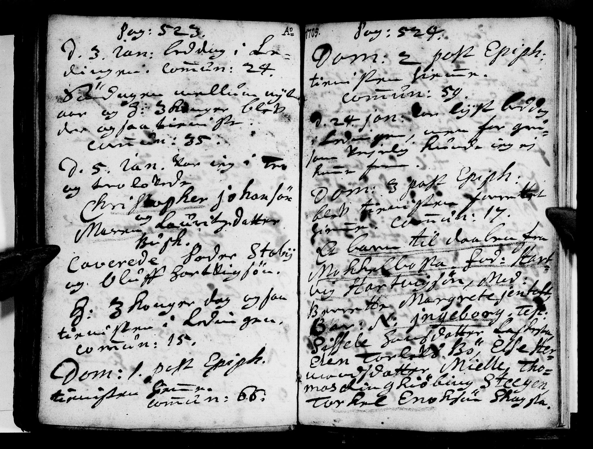 Ministerialprotokoller, klokkerbøker og fødselsregistre - Nordland, SAT/A-1459/855/L0793: Parish register (official) no. 855A01, 1686-1712, p. 523-524