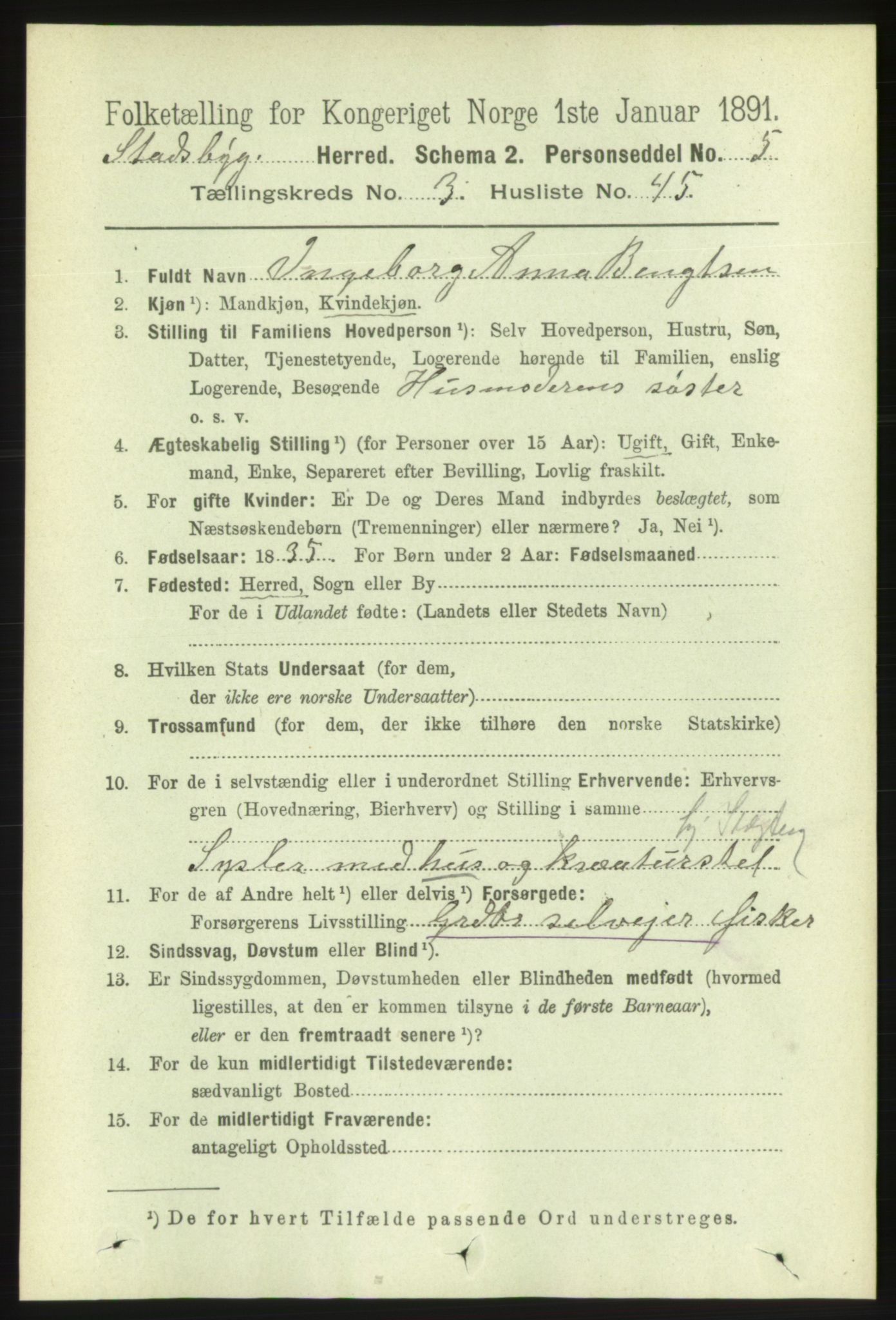 RA, 1891 census for 1625 Stadsbygd, 1891, p. 1643