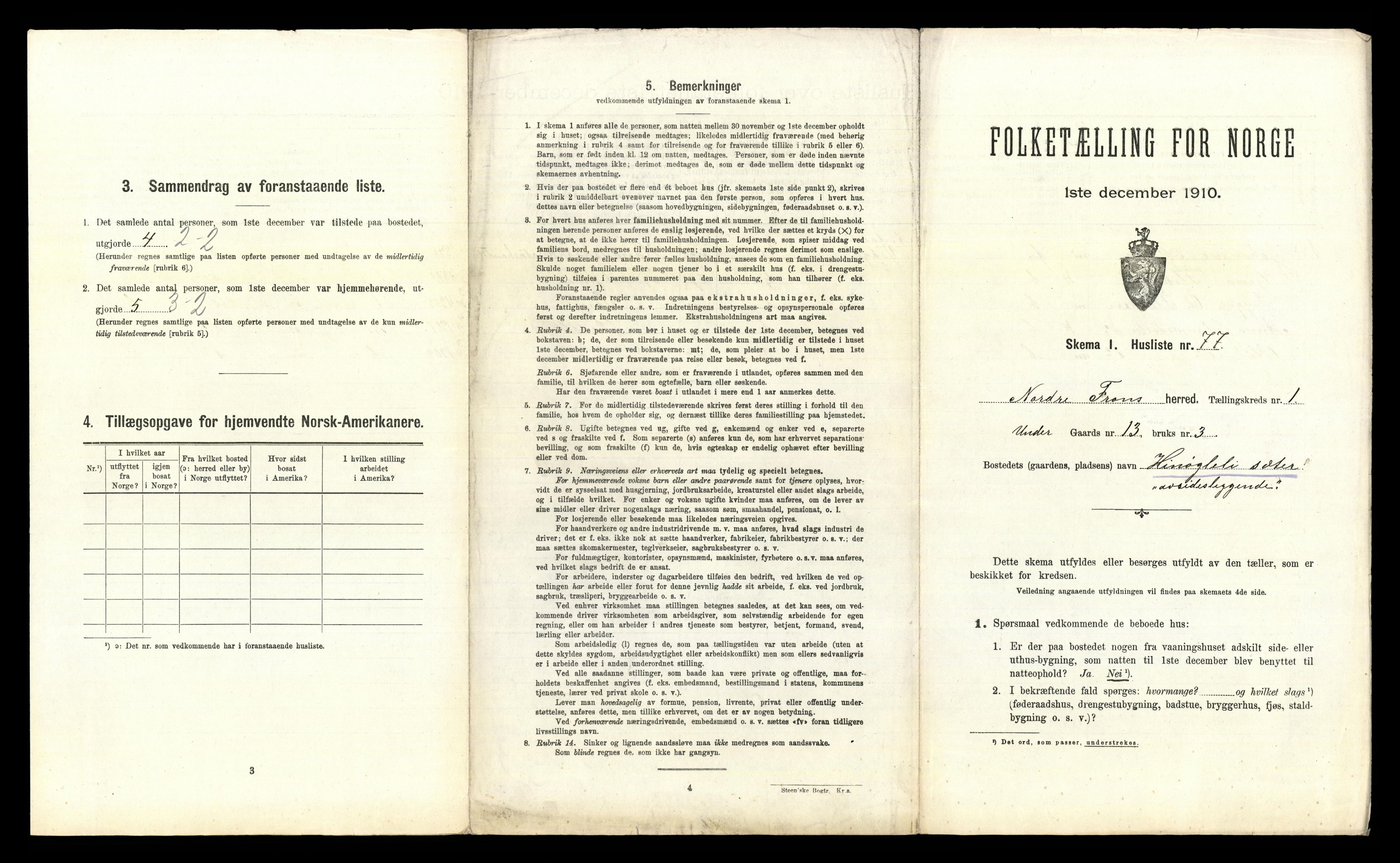 RA, 1910 census for Nord-Fron, 1910, p. 194