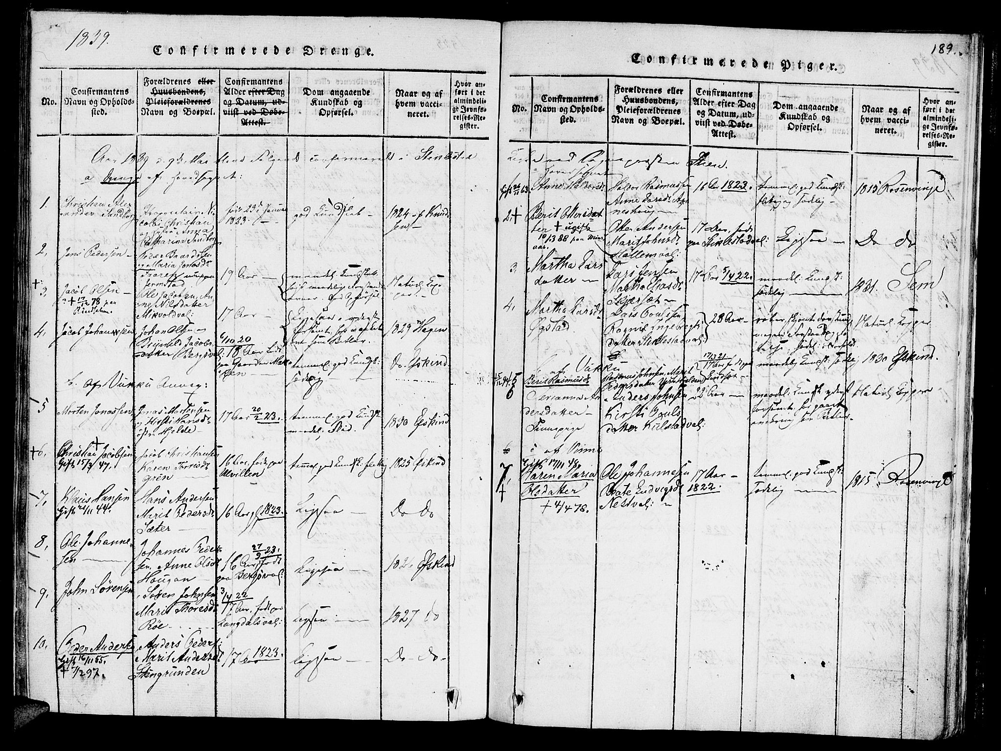 Ministerialprotokoller, klokkerbøker og fødselsregistre - Nord-Trøndelag, SAT/A-1458/723/L0234: Parish register (official) no. 723A05 /1, 1816-1840, p. 189