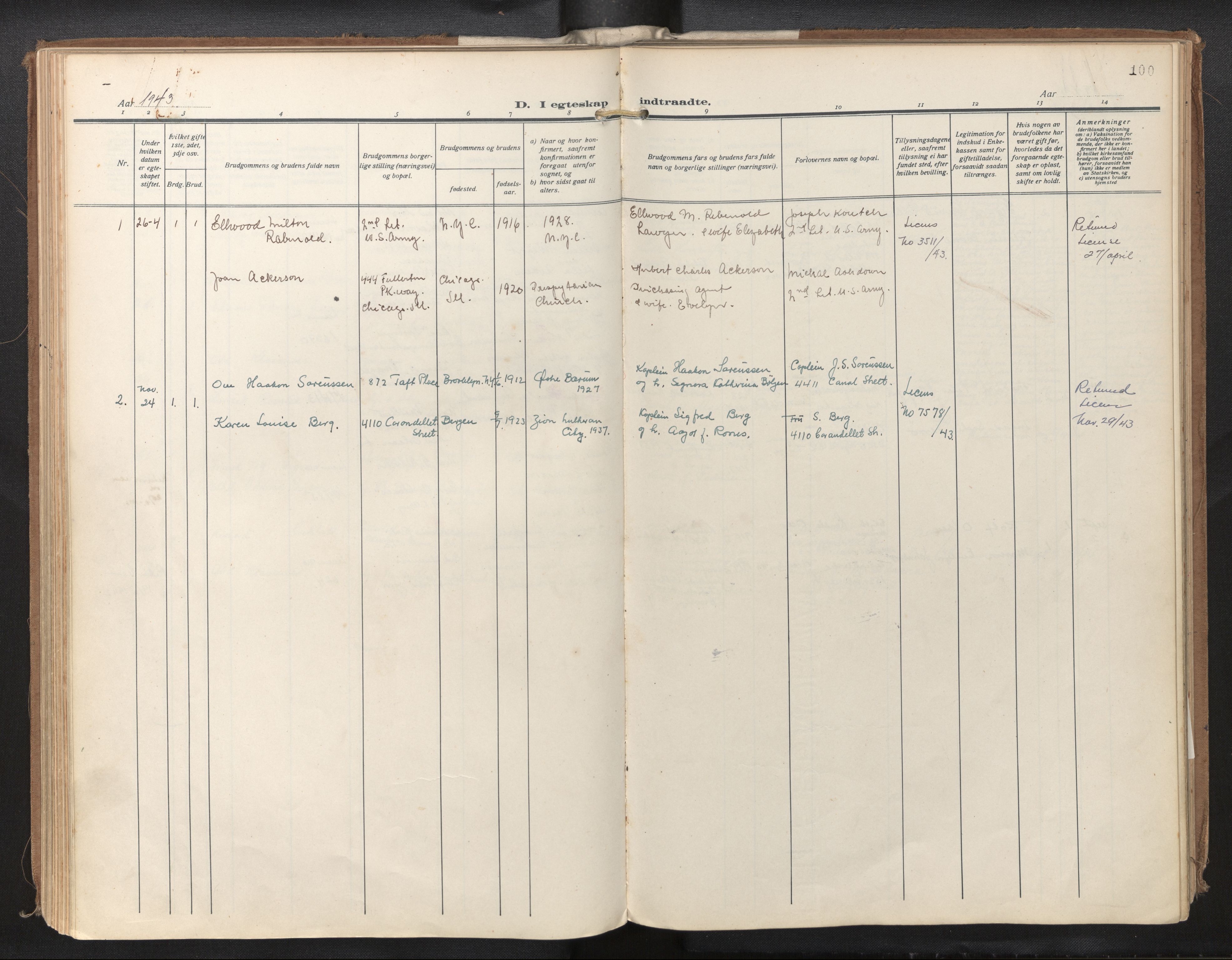 Den norske sjømannsmisjon i utlandet/New Orleans-Mobile-Gulfhavnene, AV/SAB-SAB/PA-0115/H/Ha/L0001: Parish register (official) no. A 1, 1927-1978, p. 99b-100a