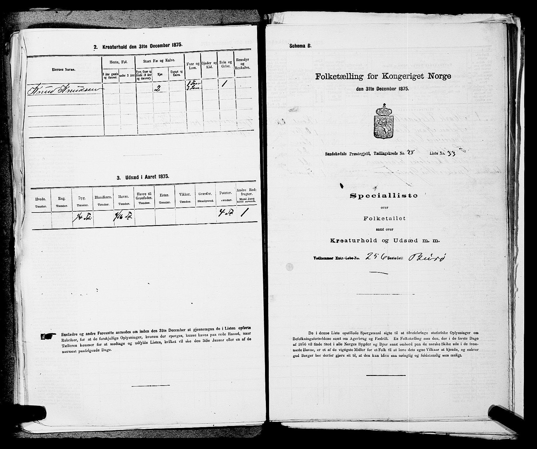 SAKO, 1875 census for 0816P Sannidal, 1875, p. 2224