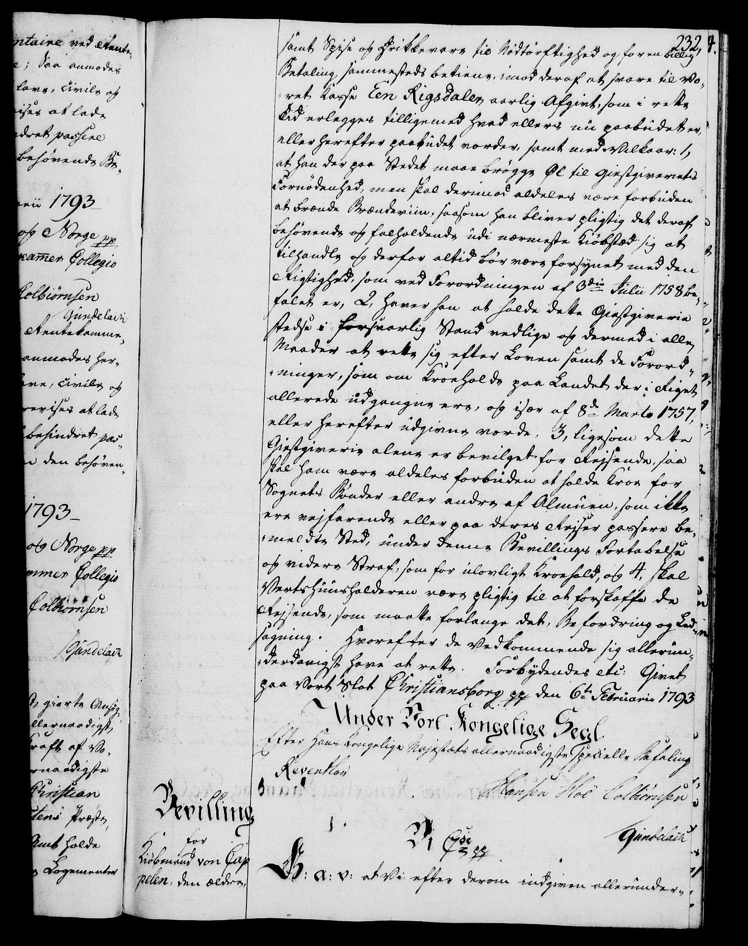 Rentekammeret, Kammerkanselliet, RA/EA-3111/G/Gg/Gga/L0015: Norsk ekspedisjonsprotokoll med register (merket RK 53.15), 1790-1791, p. 232