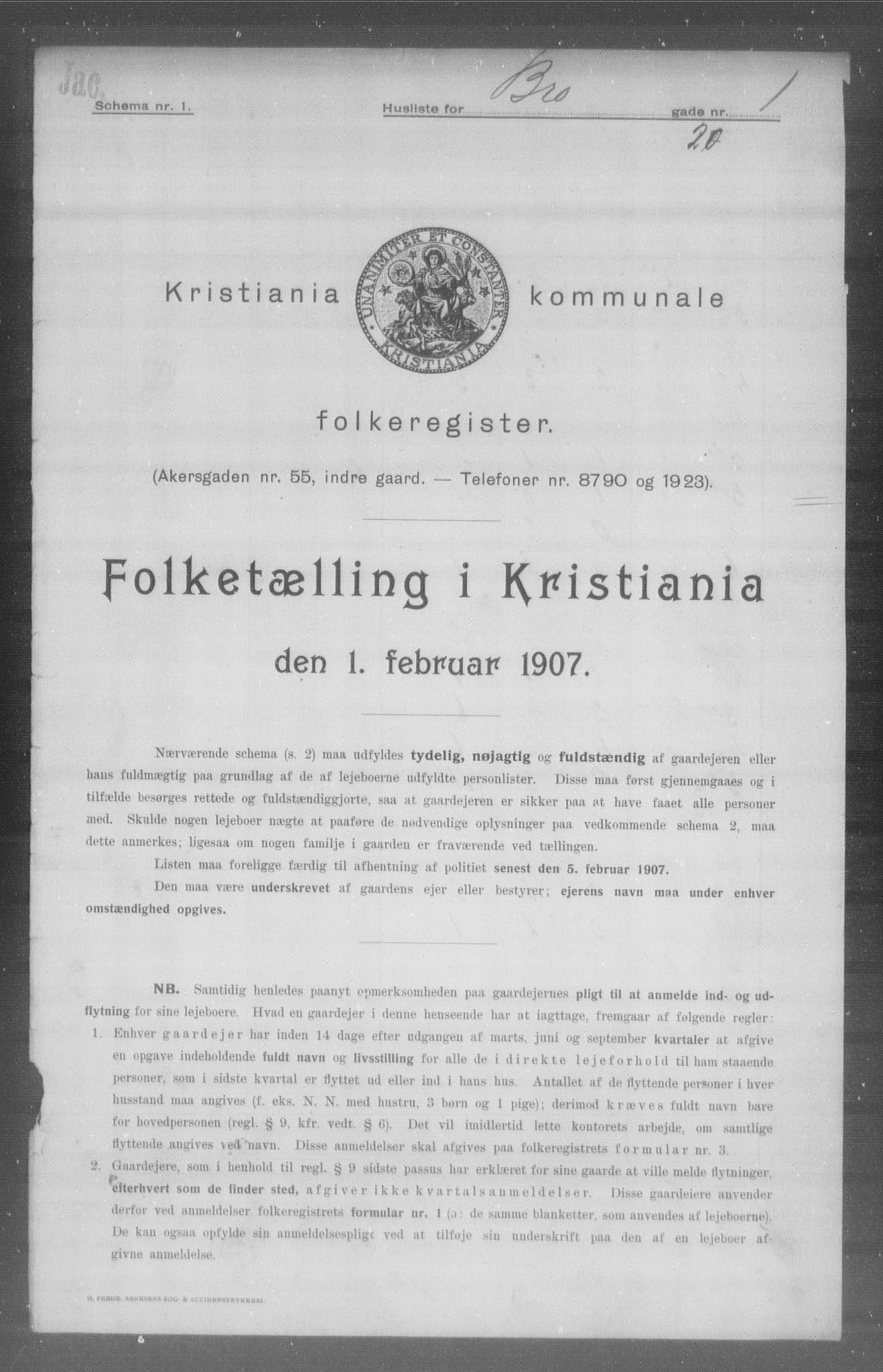 OBA, Municipal Census 1907 for Kristiania, 1907, p. 4995