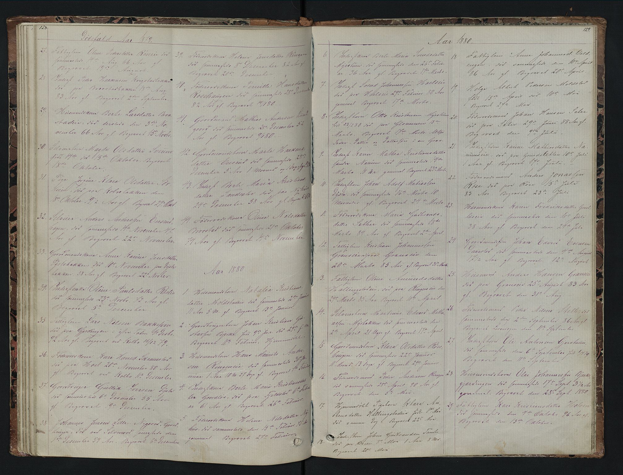 Vestre Toten prestekontor, AV/SAH-PREST-108/H/Ha/Hab/L0007: Parish register (copy) no. 7, 1872-1900, p. 128-129