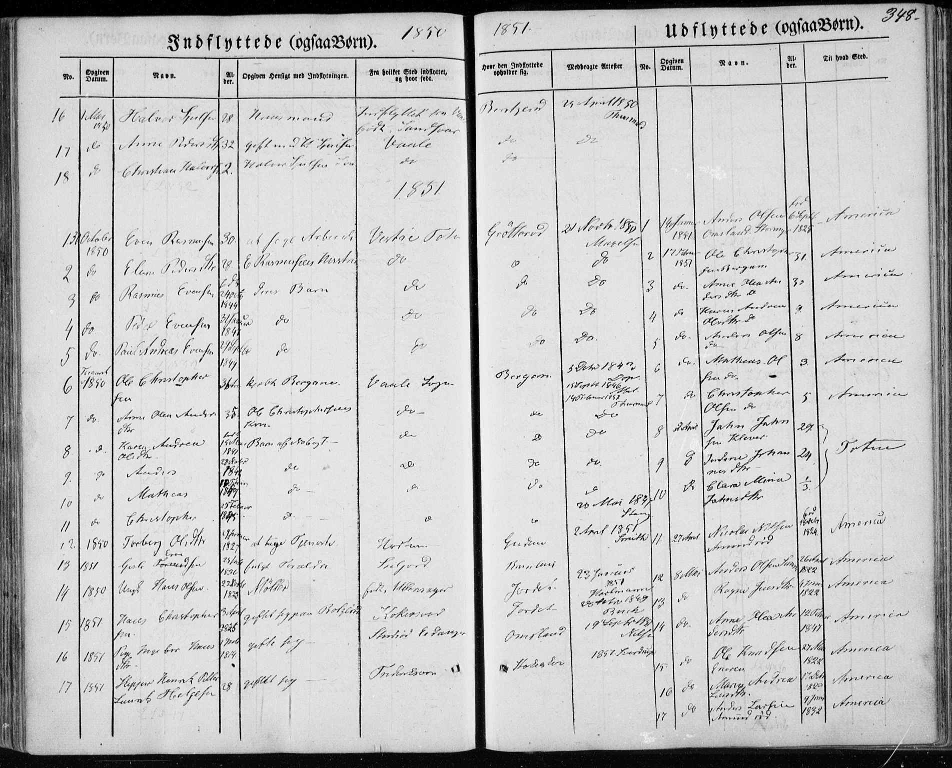 Brunlanes kirkebøker, AV/SAKO-A-342/F/Fa/L0004: Parish register (official) no. I 4, 1846-1862, p. 348