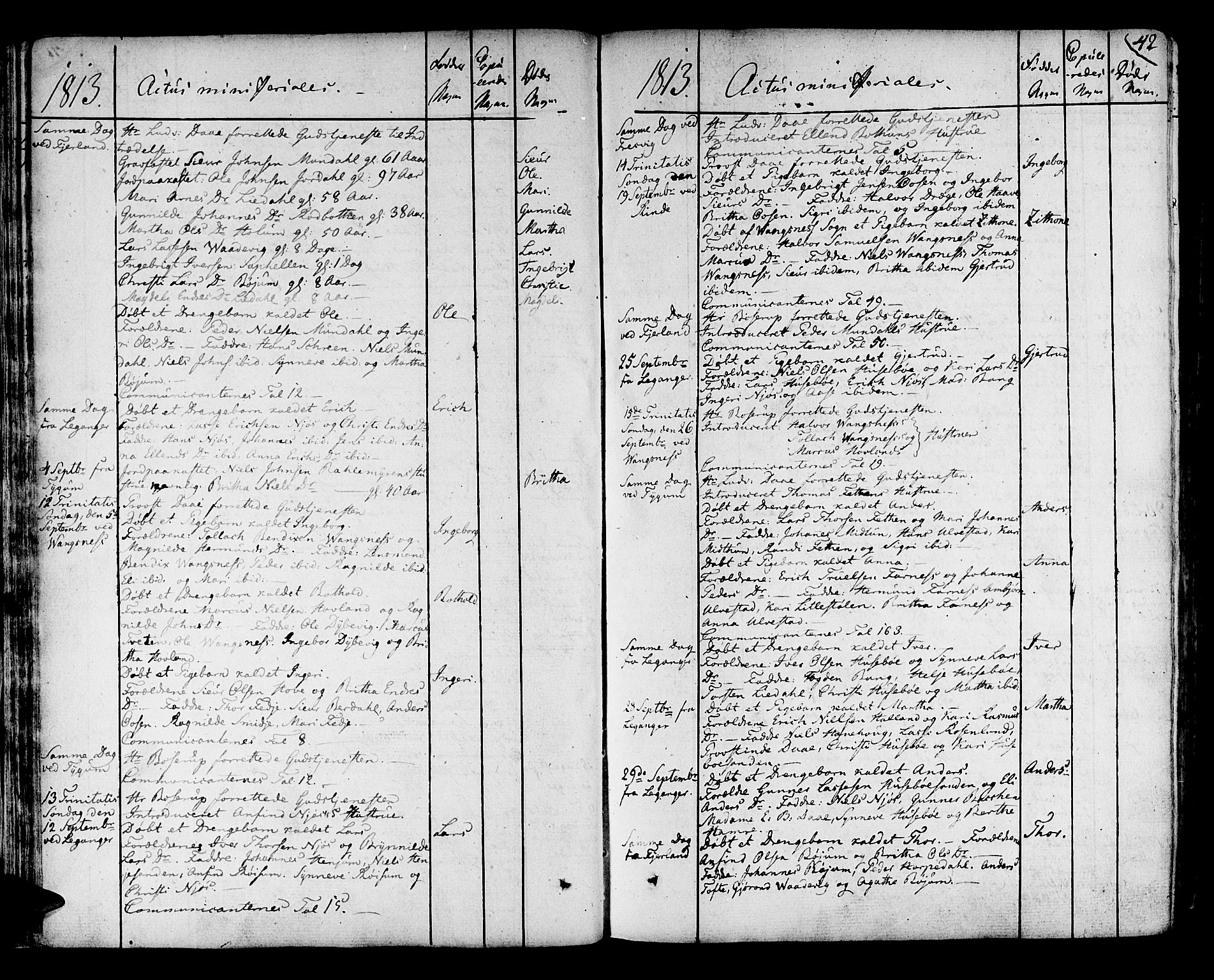 Leikanger sokneprestembete, AV/SAB-A-81001/H/Haa/Haaa/L0006: Parish register (official) no. A 6, 1810-1838, p. 42