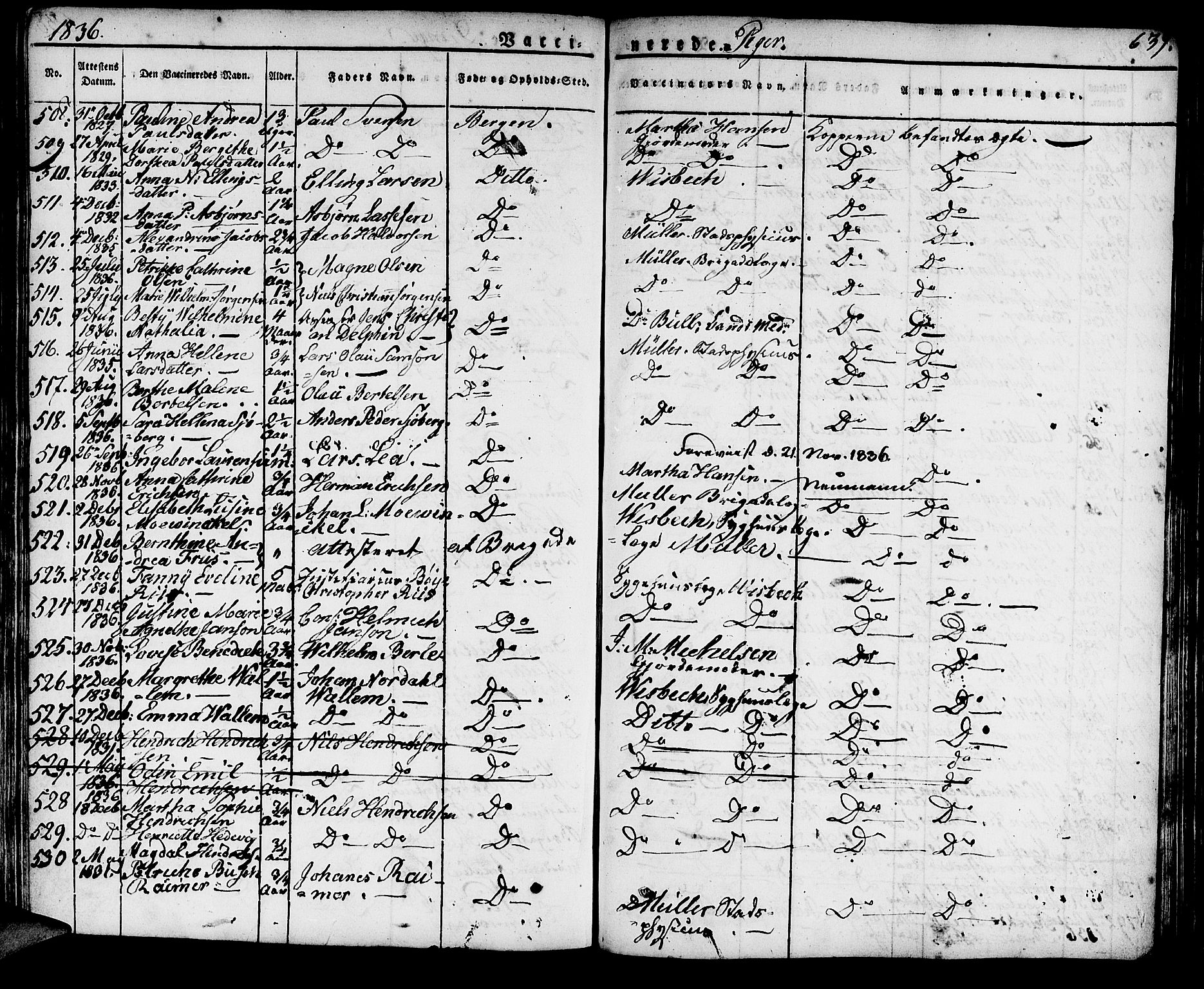 Domkirken sokneprestembete, SAB/A-74801/H/Haa/L0012: Parish register (official) no. A 12, 1821-1840, p. 639