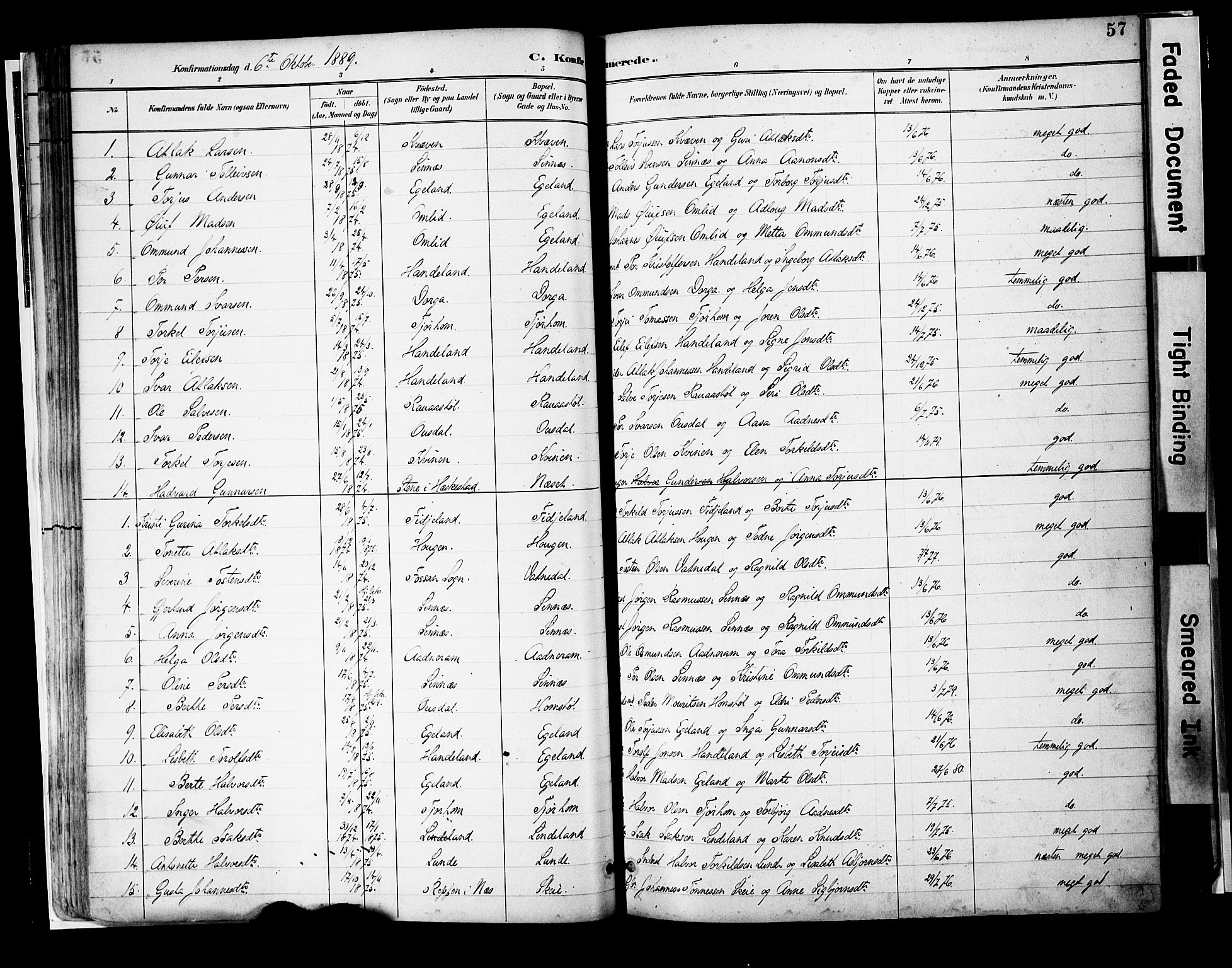 Sirdal sokneprestkontor, AV/SAK-1111-0036/F/Fa/Faa/L0001: Parish register (official) no. A 1, 1887-1910, p. 57