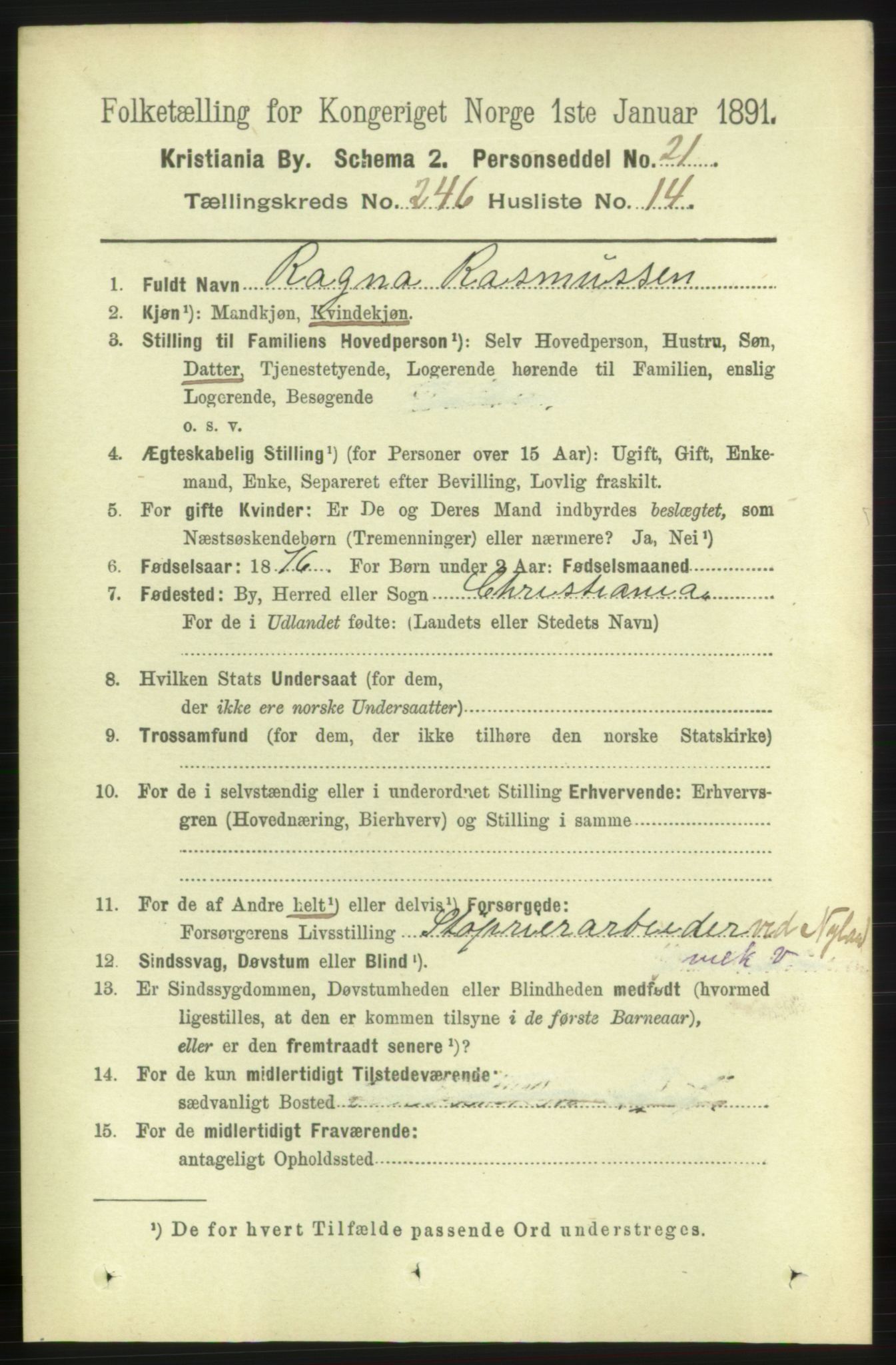 RA, 1891 census for 0301 Kristiania, 1891, p. 150280