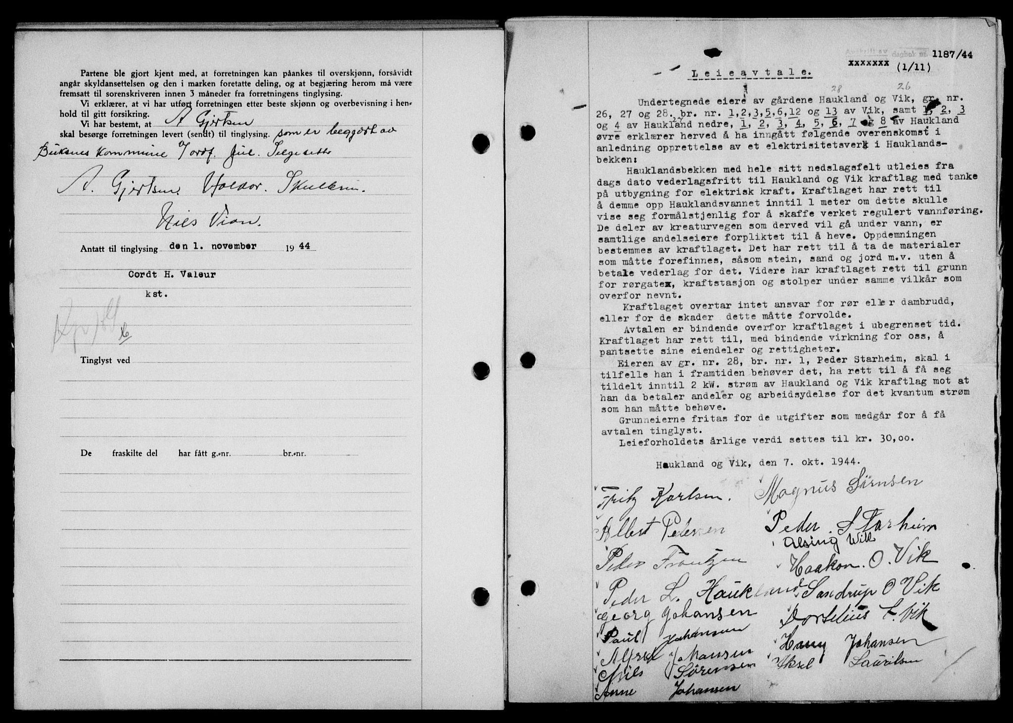 Lofoten sorenskriveri, SAT/A-0017/1/2/2C/L0012a: Mortgage book no. 12a, 1943-1944, Diary no: : 1187/1944