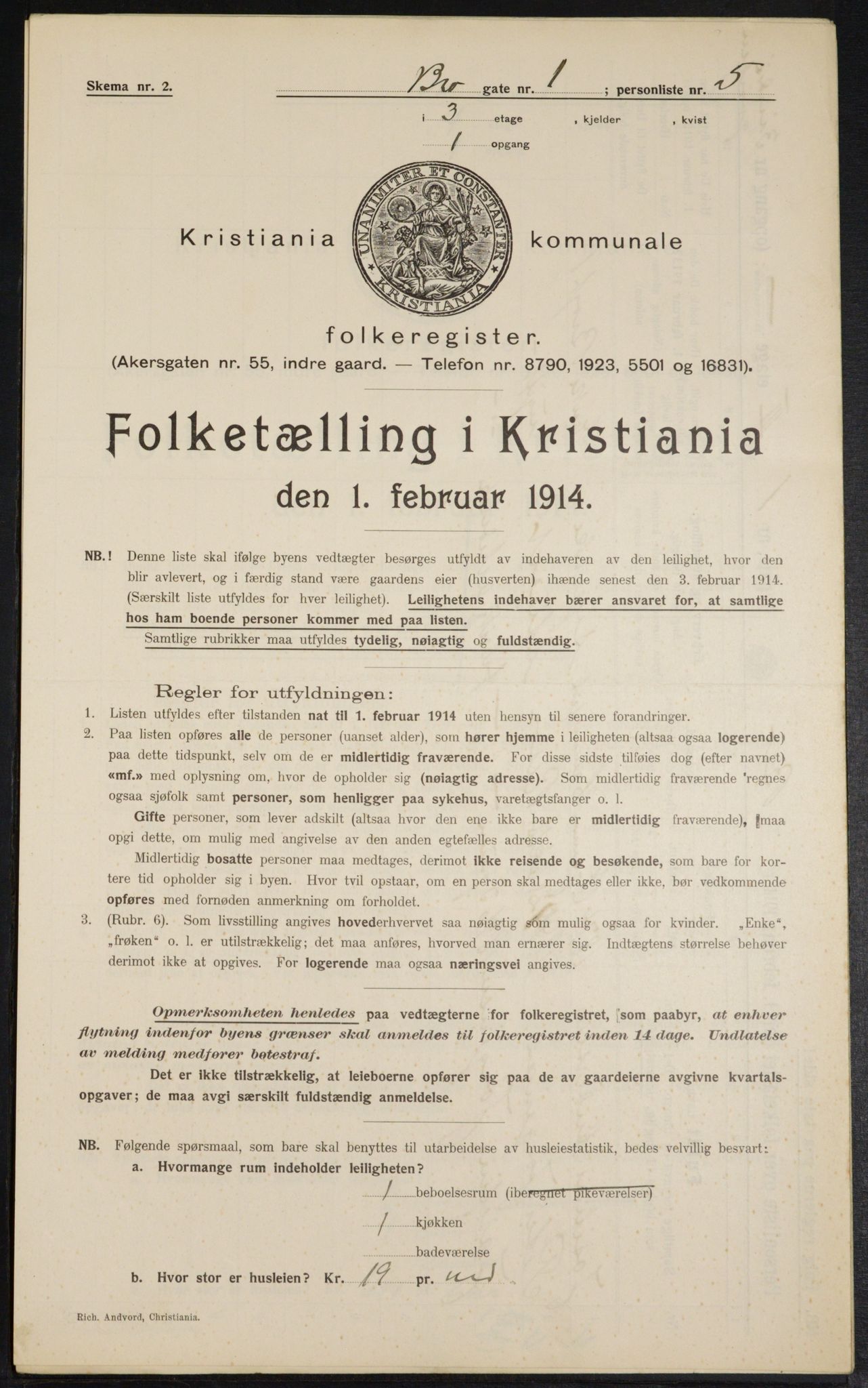 OBA, Municipal Census 1914 for Kristiania, 1914, p. 9700