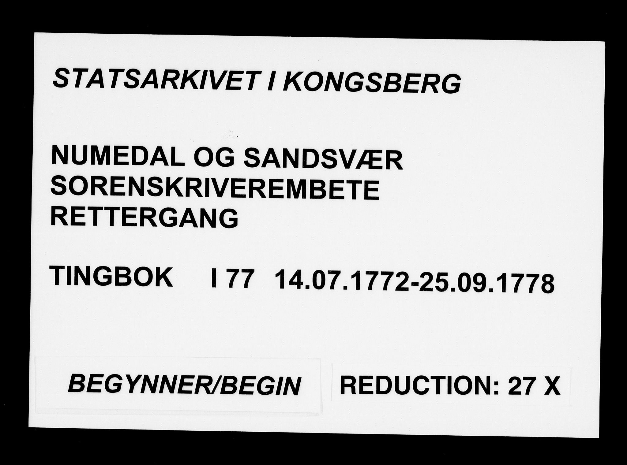 Numedal og Sandsvær sorenskriveri, SAKO/A-128/F/Fa/Faa/L0077: Tingbøker, 1772-1778