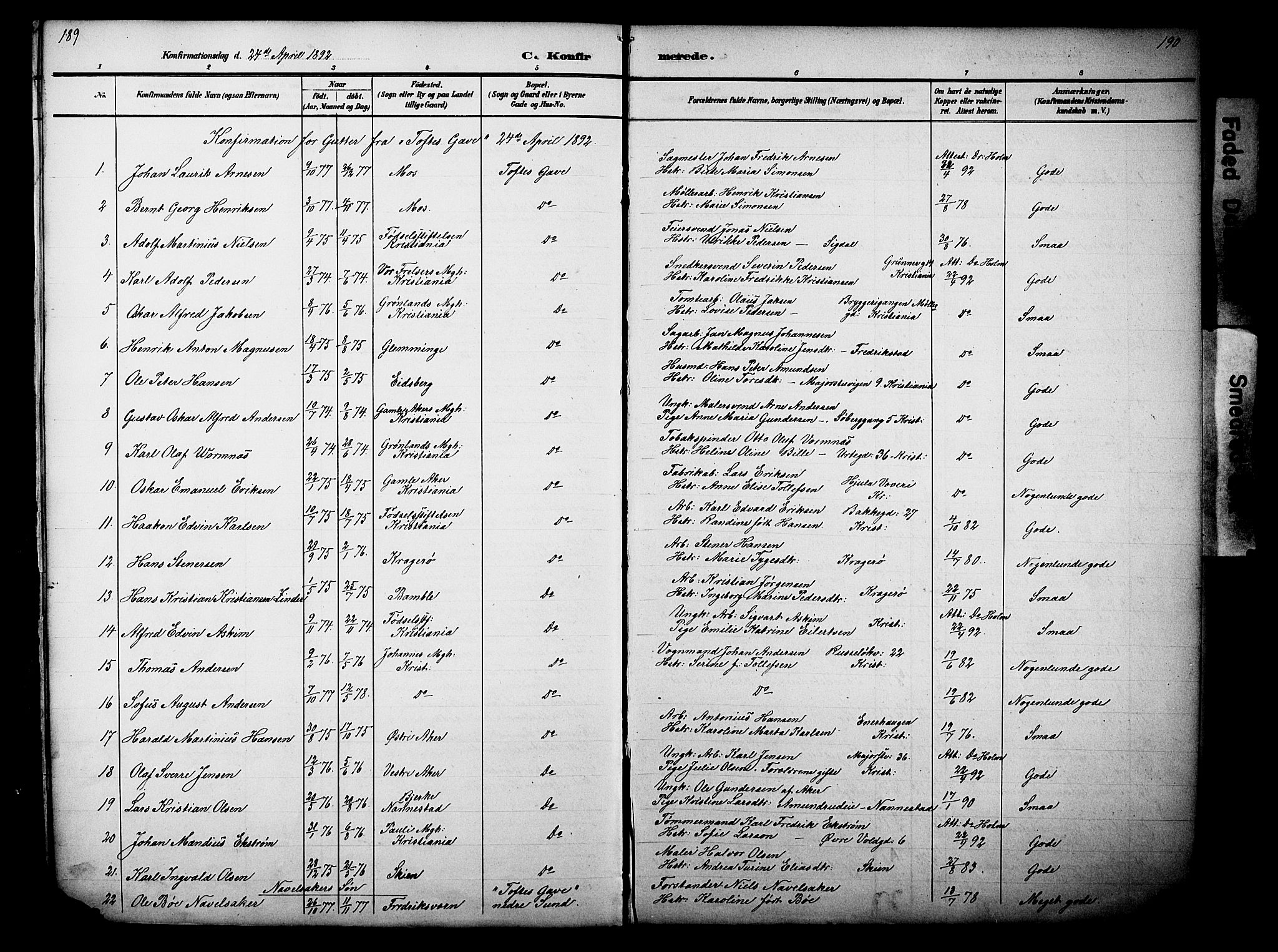 Nes prestekontor, Hedmark, AV/SAH-PREST-020/L/La/L0006: Parish register (copy) no. 6, 1890-1932, p. 189-190