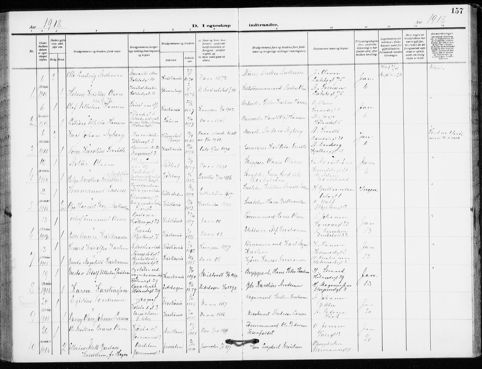 Kampen prestekontor Kirkebøker, SAO/A-10853/F/Fa/L0013: Parish register (official) no. I 13, 1917-1922, p. 157