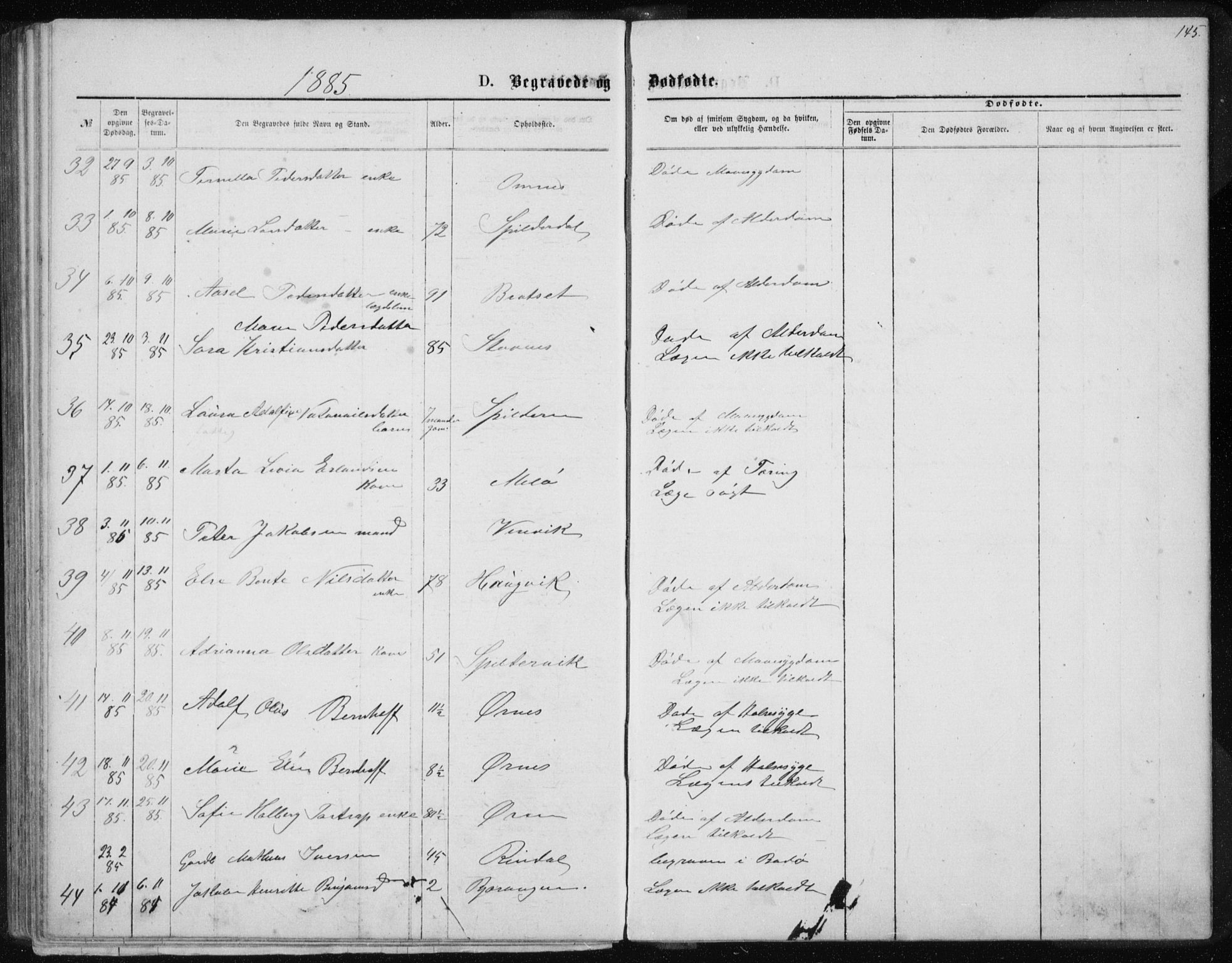 Ministerialprotokoller, klokkerbøker og fødselsregistre - Nordland, AV/SAT-A-1459/843/L0635: Parish register (copy) no. 843C04, 1872-1887, p. 145