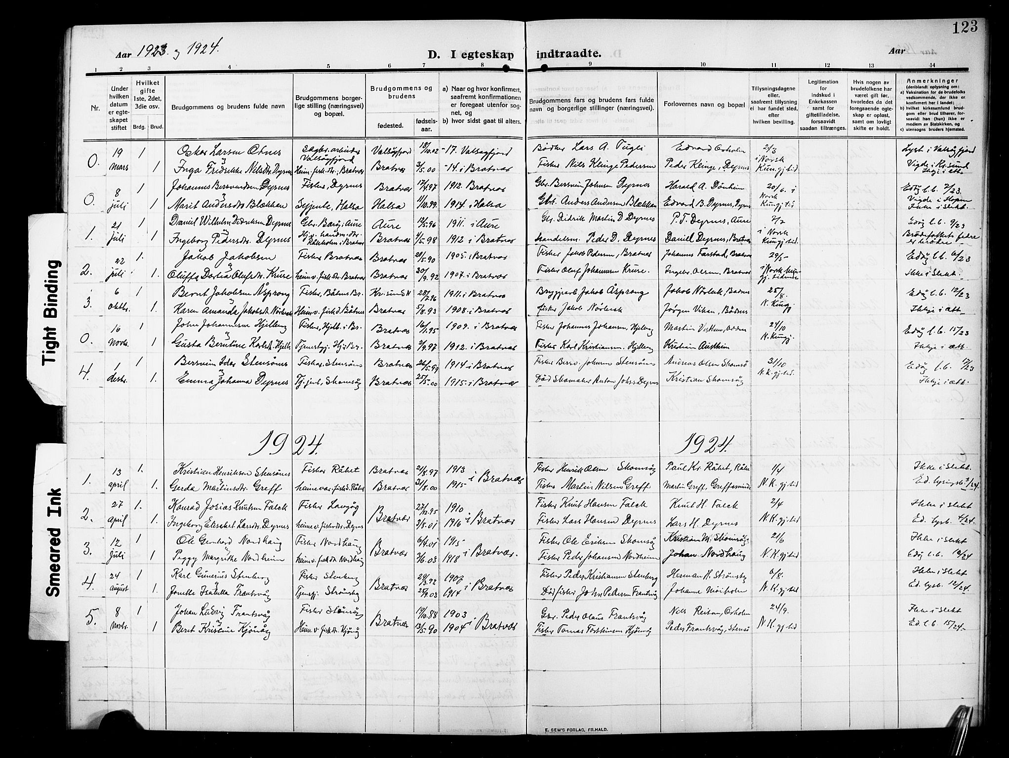Ministerialprotokoller, klokkerbøker og fødselsregistre - Møre og Romsdal, SAT/A-1454/582/L0949: Parish register (copy) no. 582C01, 1909-1925, p. 123