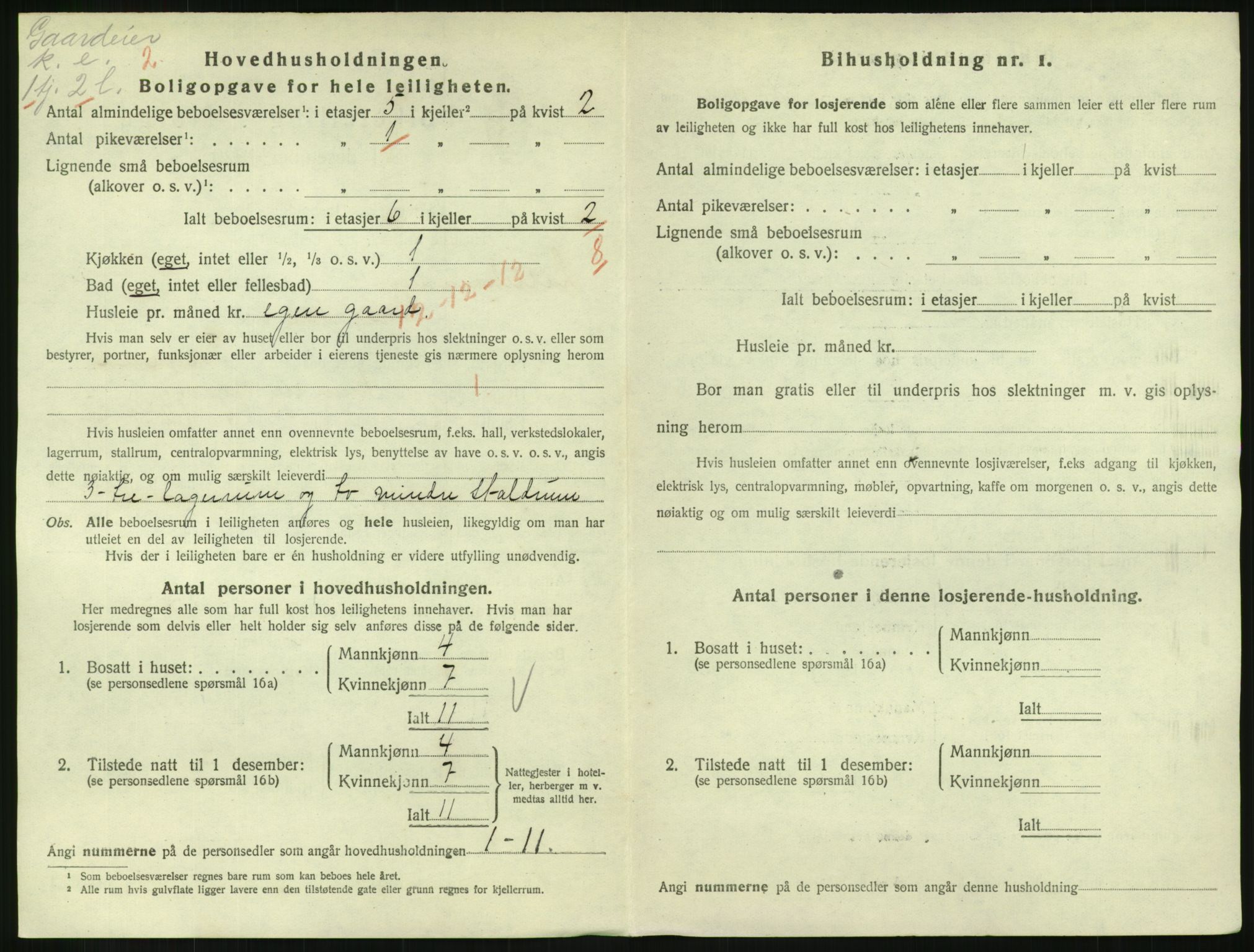 SAH, 1920 census for Lillehammer, 1920, p. 2327