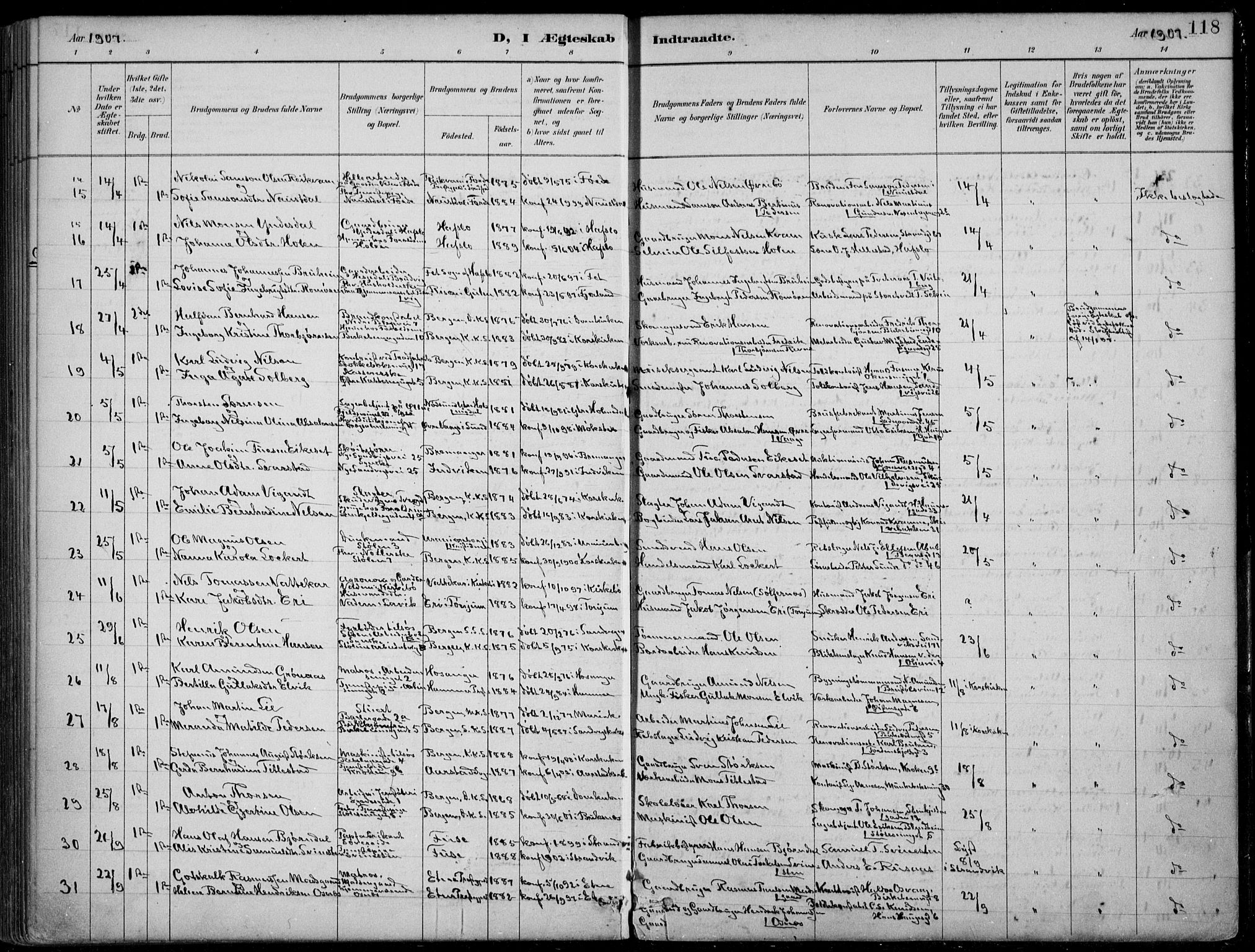 Mariakirken Sokneprestembete, AV/SAB-A-76901/H/Hab/L0008: Parish register (copy) no. A 8, 1889-1908, p. 118