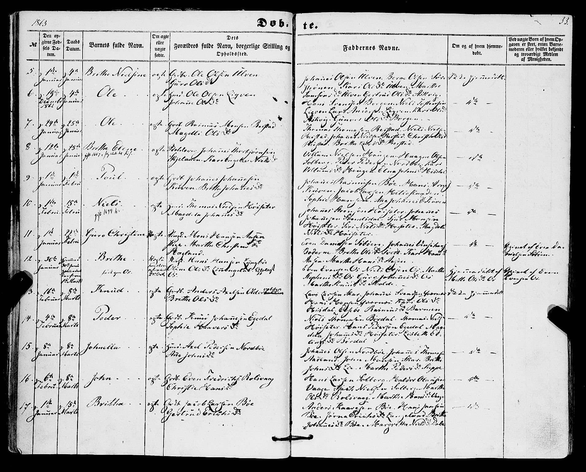 Os sokneprestembete, SAB/A-99929: Parish register (official) no. A 17, 1860-1873, p. 33