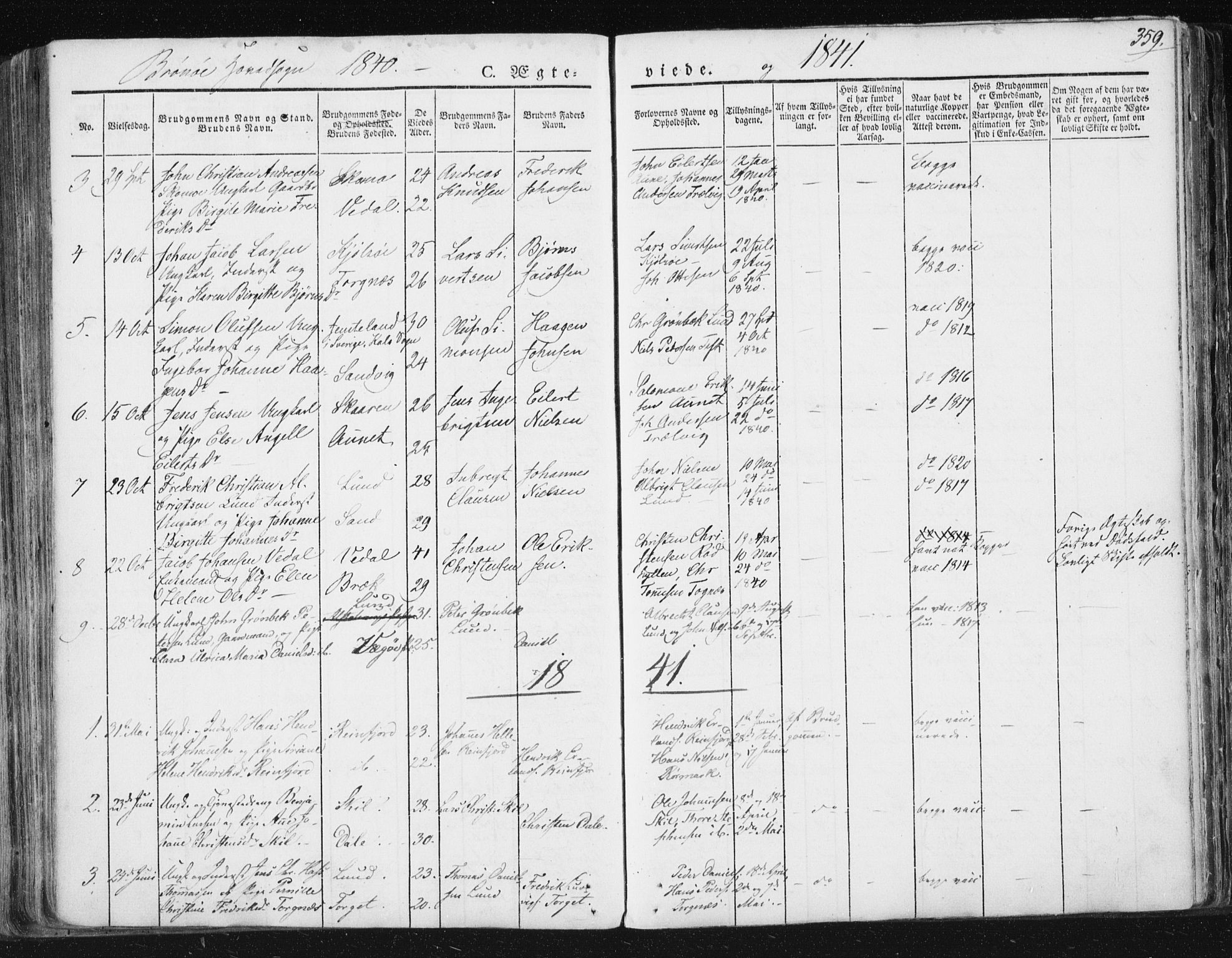 Ministerialprotokoller, klokkerbøker og fødselsregistre - Nordland, SAT/A-1459/813/L0198: Parish register (official) no. 813A08, 1834-1874, p. 359