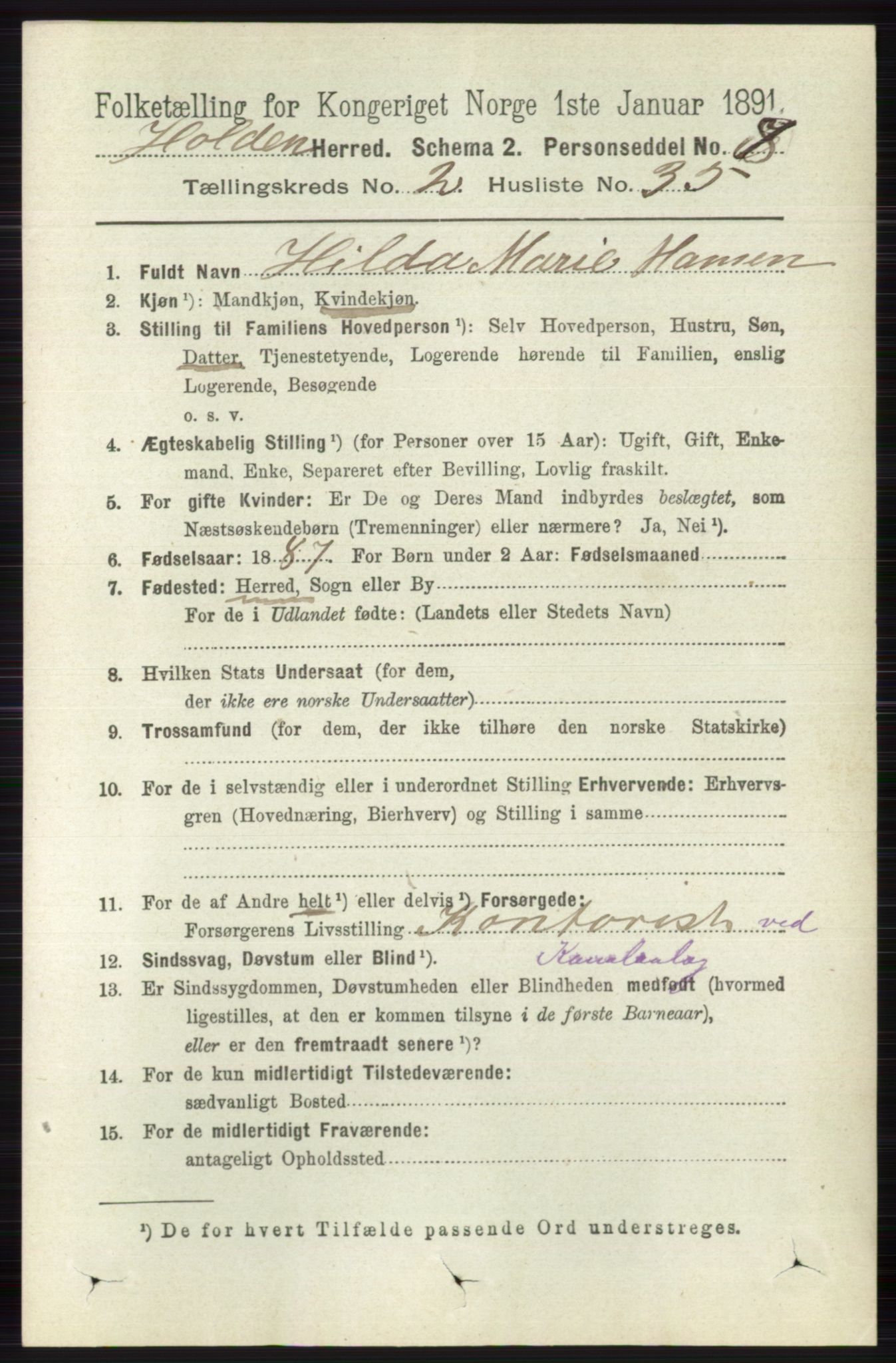 RA, 1891 census for 0819 Holla, 1891, p. 1002