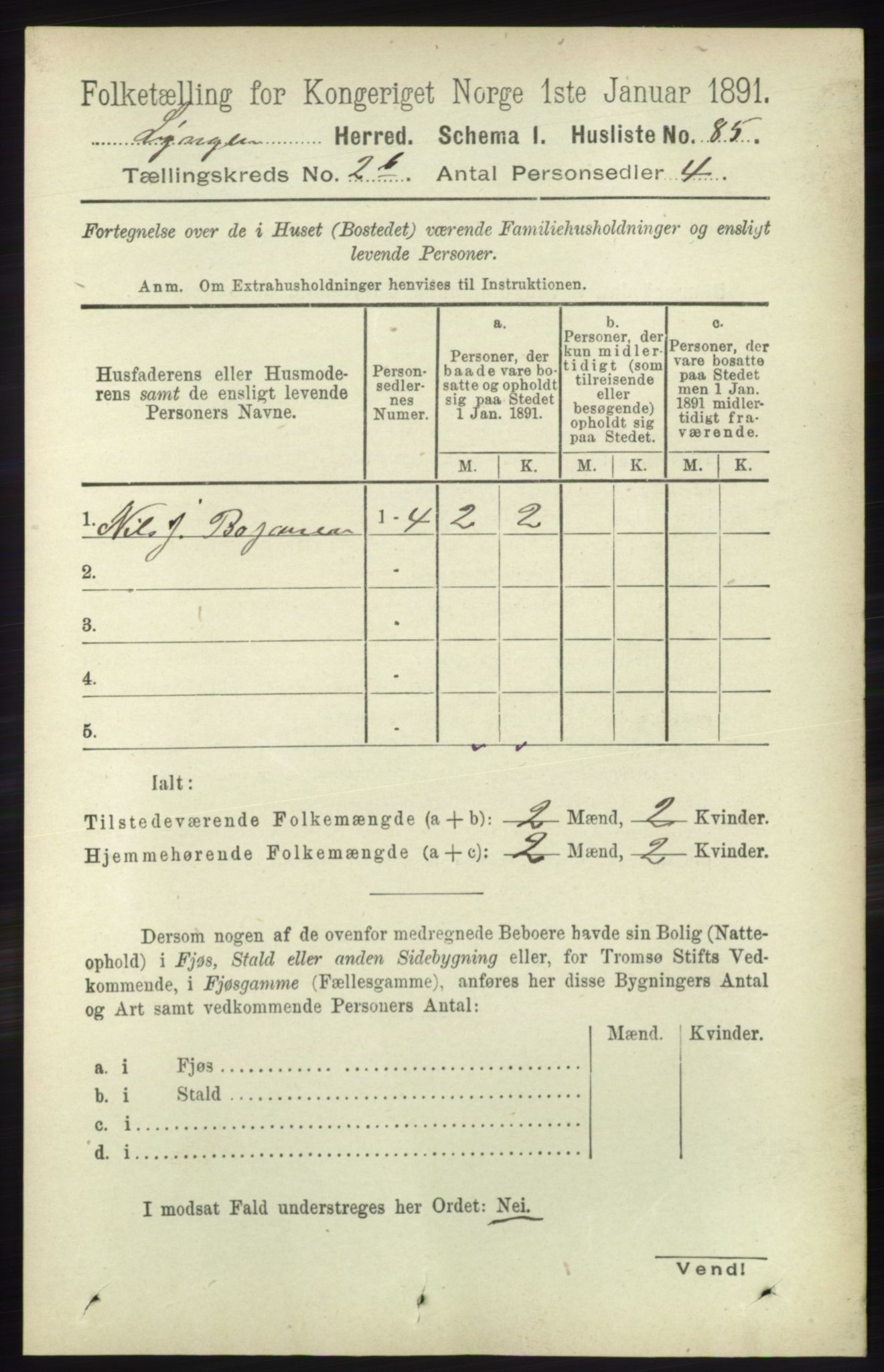 RA, 1891 census for 1938 Lyngen, 1891, p. 2453