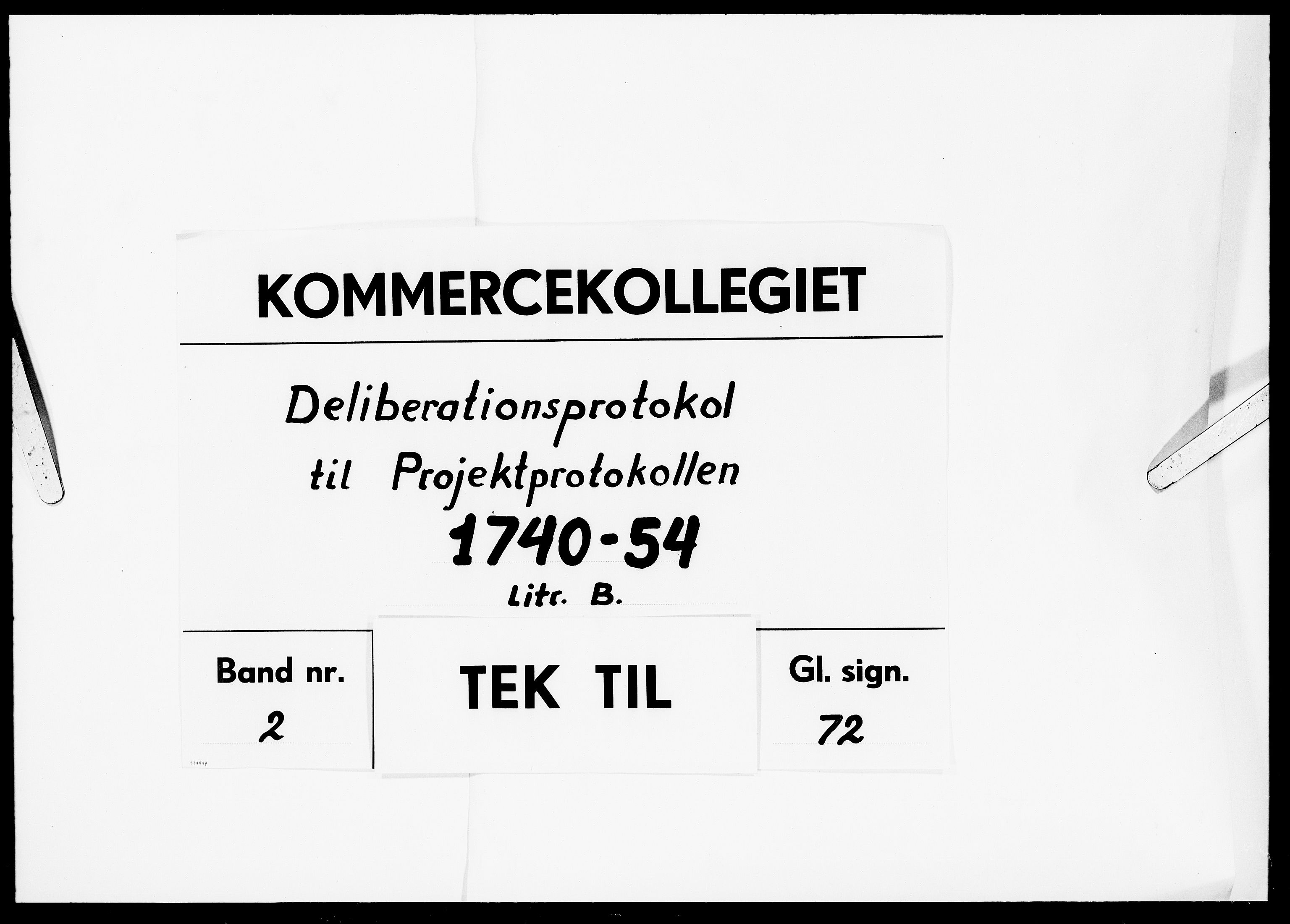 Kommercekollegiet, Dansk-Norske Sekretariat, DRA/A-0001/09/40: Deliberationsprotokol til Projektprotokollen B, 1740-1754