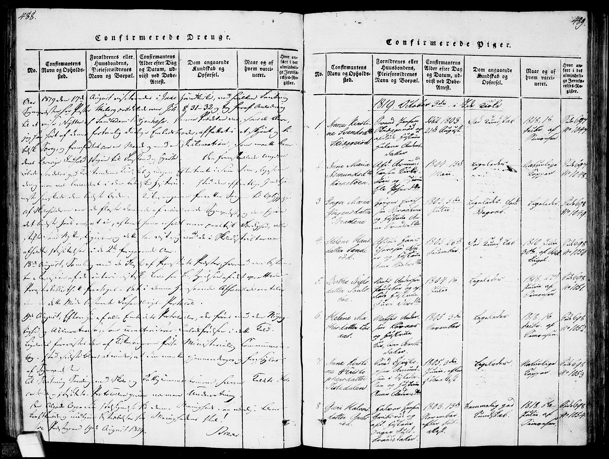 Idd prestekontor Kirkebøker, AV/SAO-A-10911/F/Fc/L0002: Parish register (official) no. III 2, 1815-1831, p. 488-489