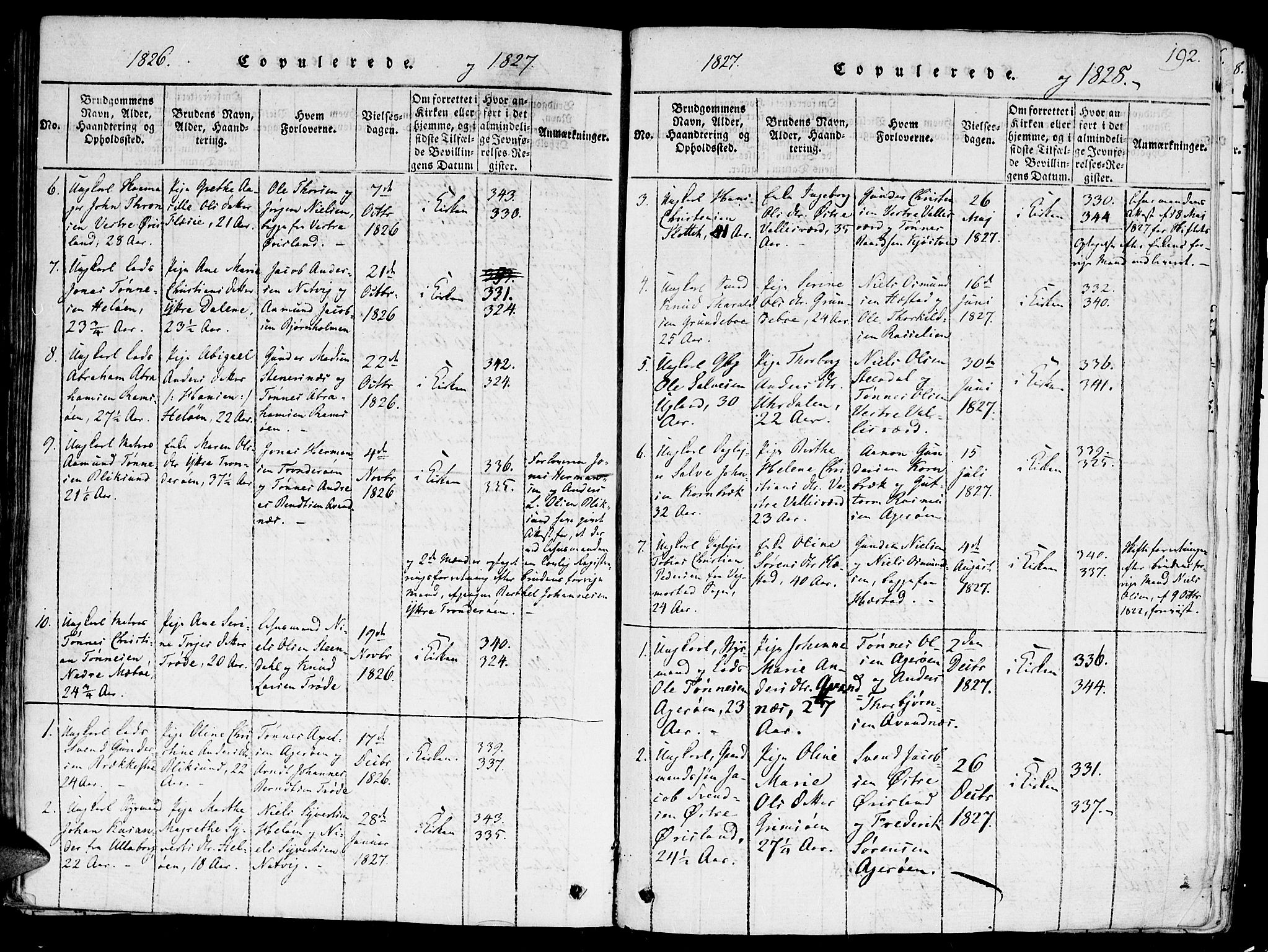 Høvåg sokneprestkontor, SAK/1111-0025/F/Fa/L0001: Parish register (official) no. A 1, 1816-1843, p. 192