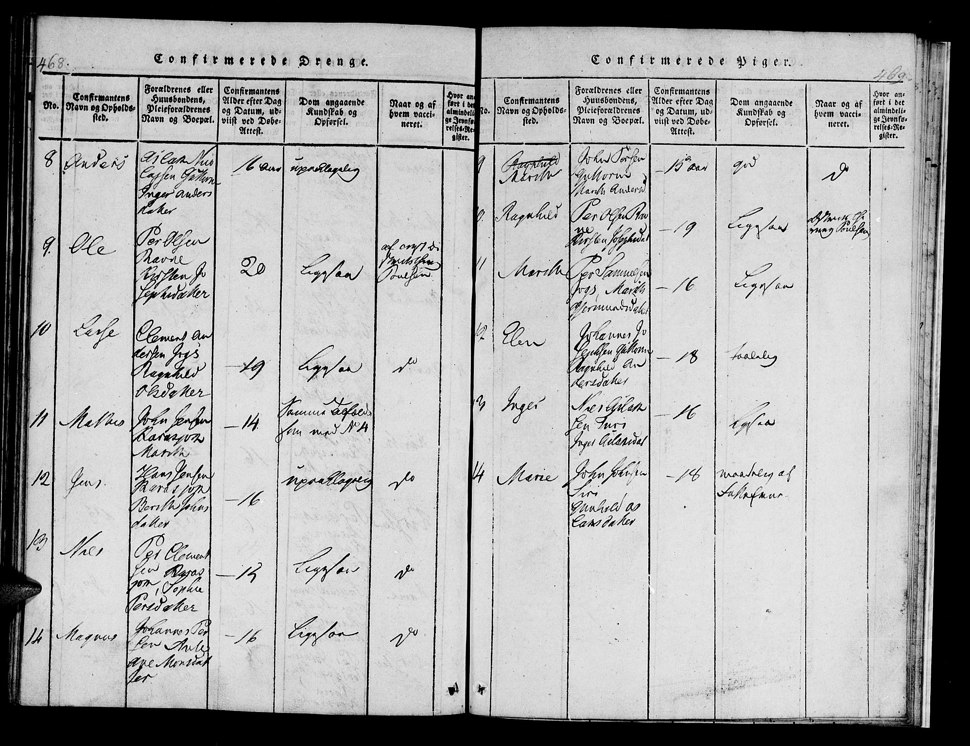 Kistrand/Porsanger sokneprestembete, AV/SATØ-S-1351/H/Hb/L0001.klokk: Parish register (copy) no. 1, 1821-1829, p. 468-469