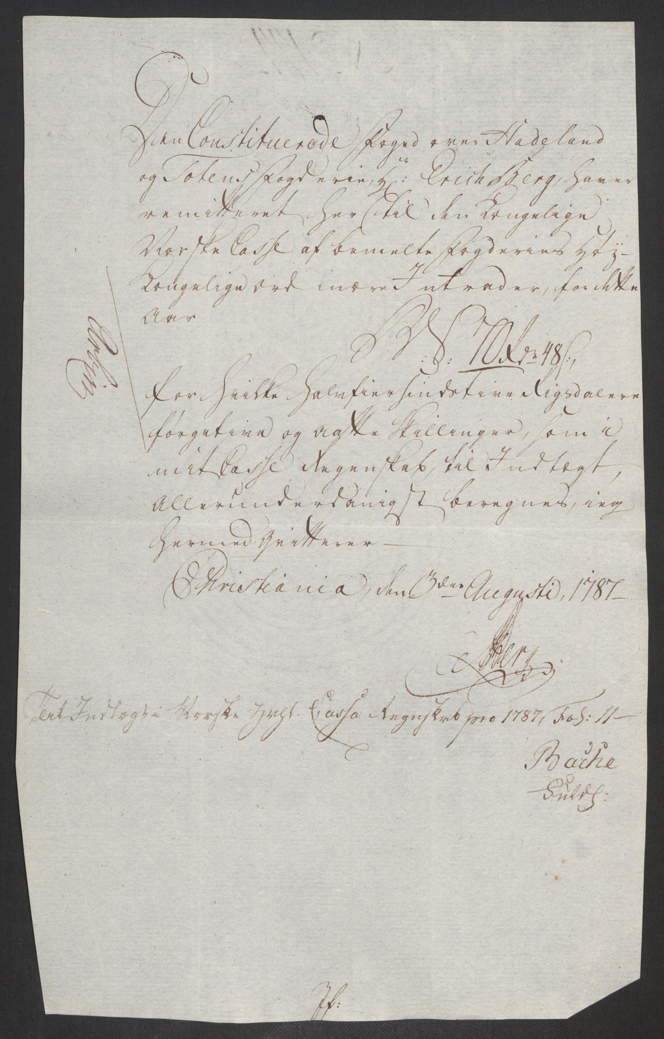 Rentekammeret inntil 1814, Reviderte regnskaper, Fogderegnskap, AV/RA-EA-4092/R19/L1374: Fogderegnskap Toten, Hadeland og Vardal, 1787, p. 434