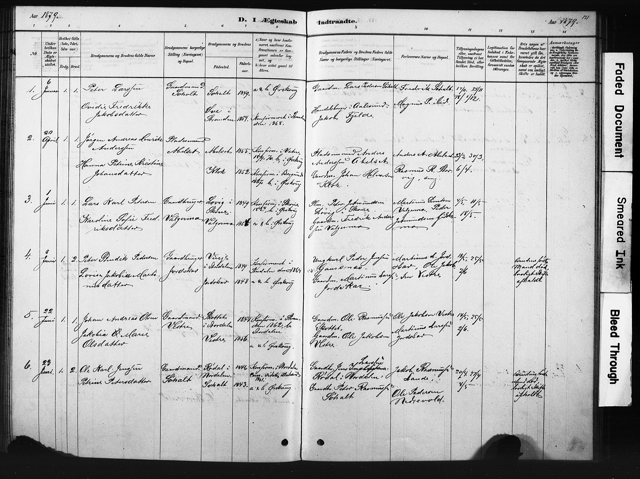 Ministerialprotokoller, klokkerbøker og fødselsregistre - Møre og Romsdal, SAT/A-1454/522/L0326: Parish register (copy) no. 522C05, 1878-1890, p. 121