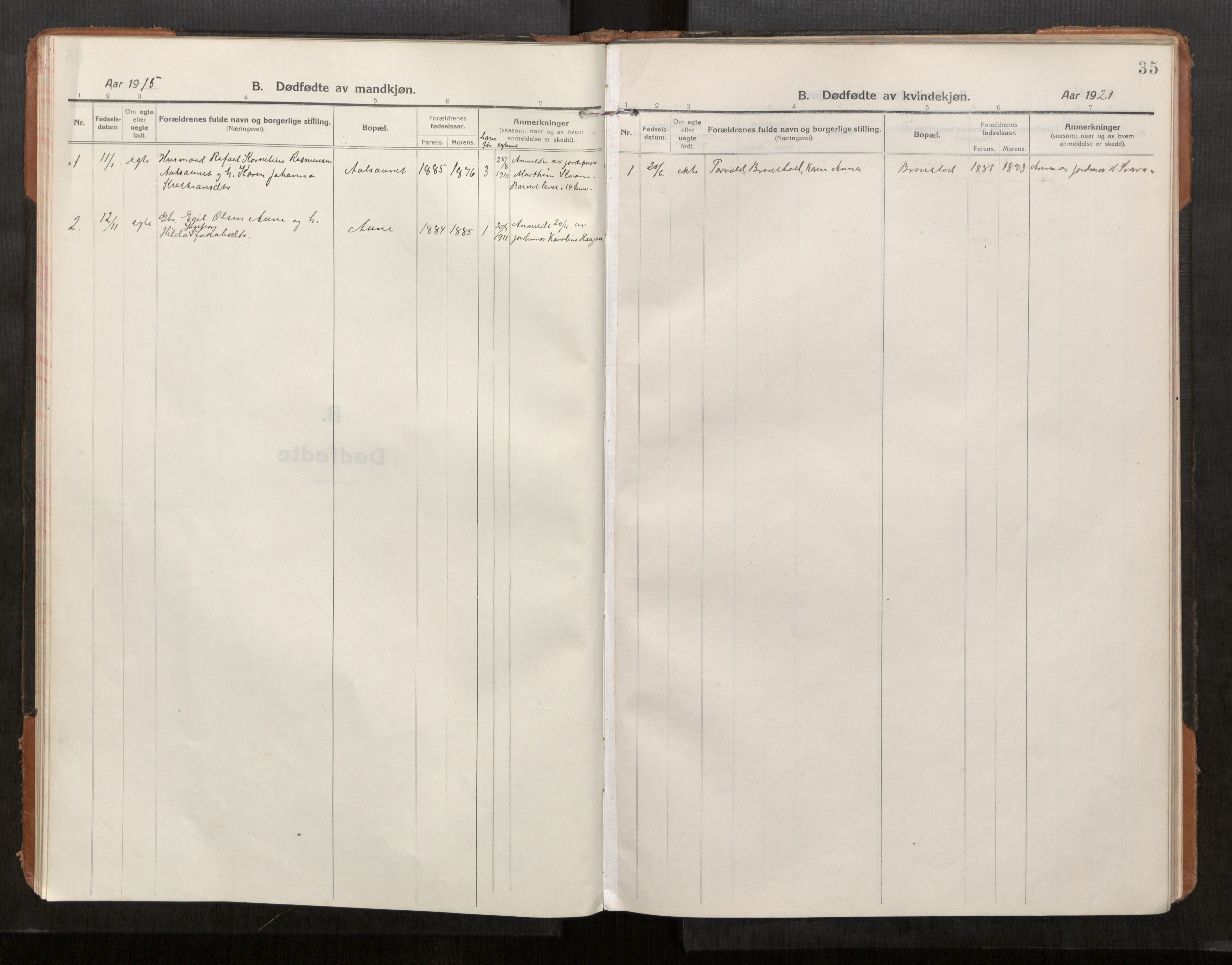 Stod sokneprestkontor, SAT/A-1164/1/I/I1/I1a/L0004: Parish register (official) no. 4, 1913-1933, p. 35
