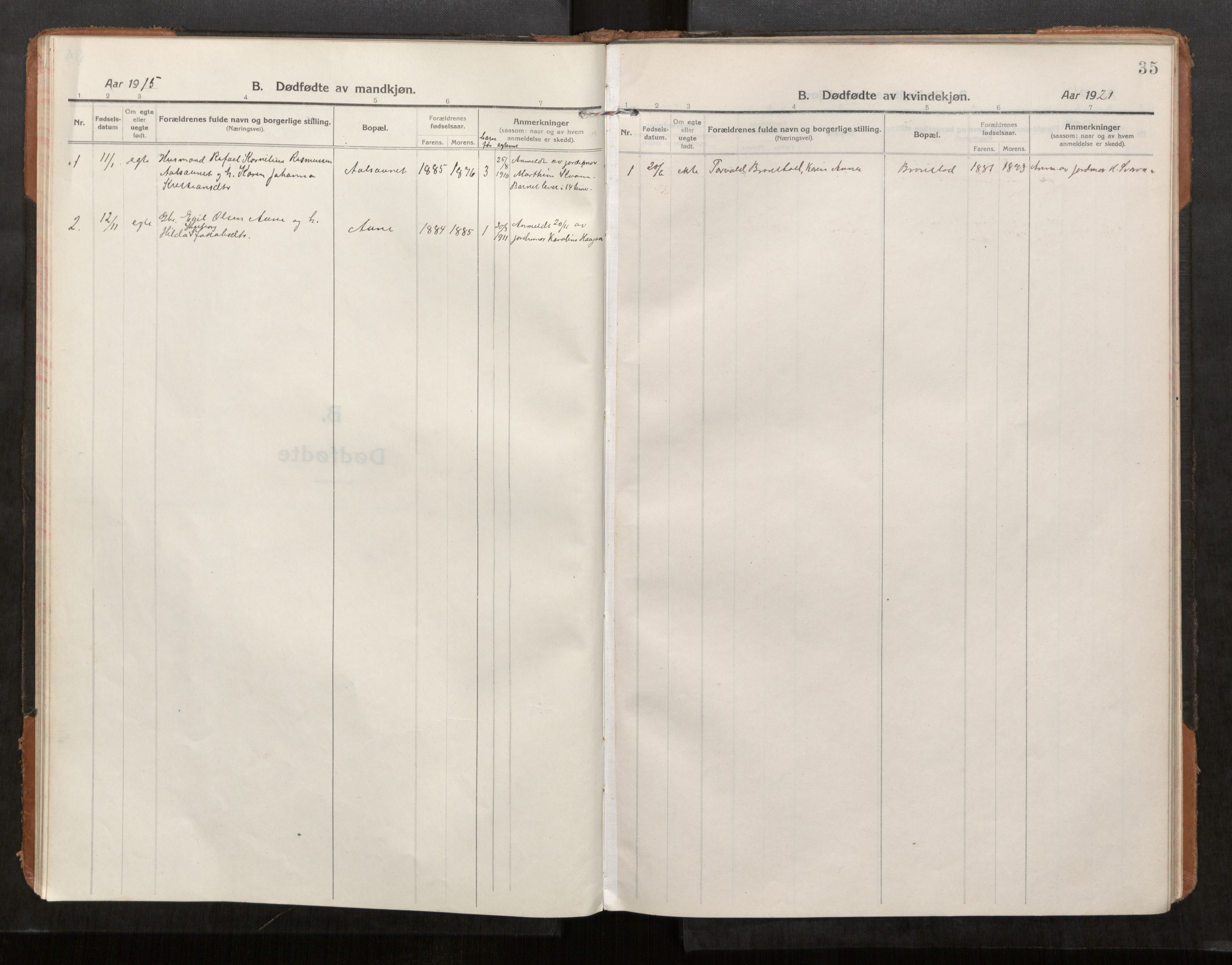 Stod sokneprestkontor, AV/SAT-A-1164/1/I/I1/I1a/L0004: Parish register (official) no. 4, 1913-1933, p. 35