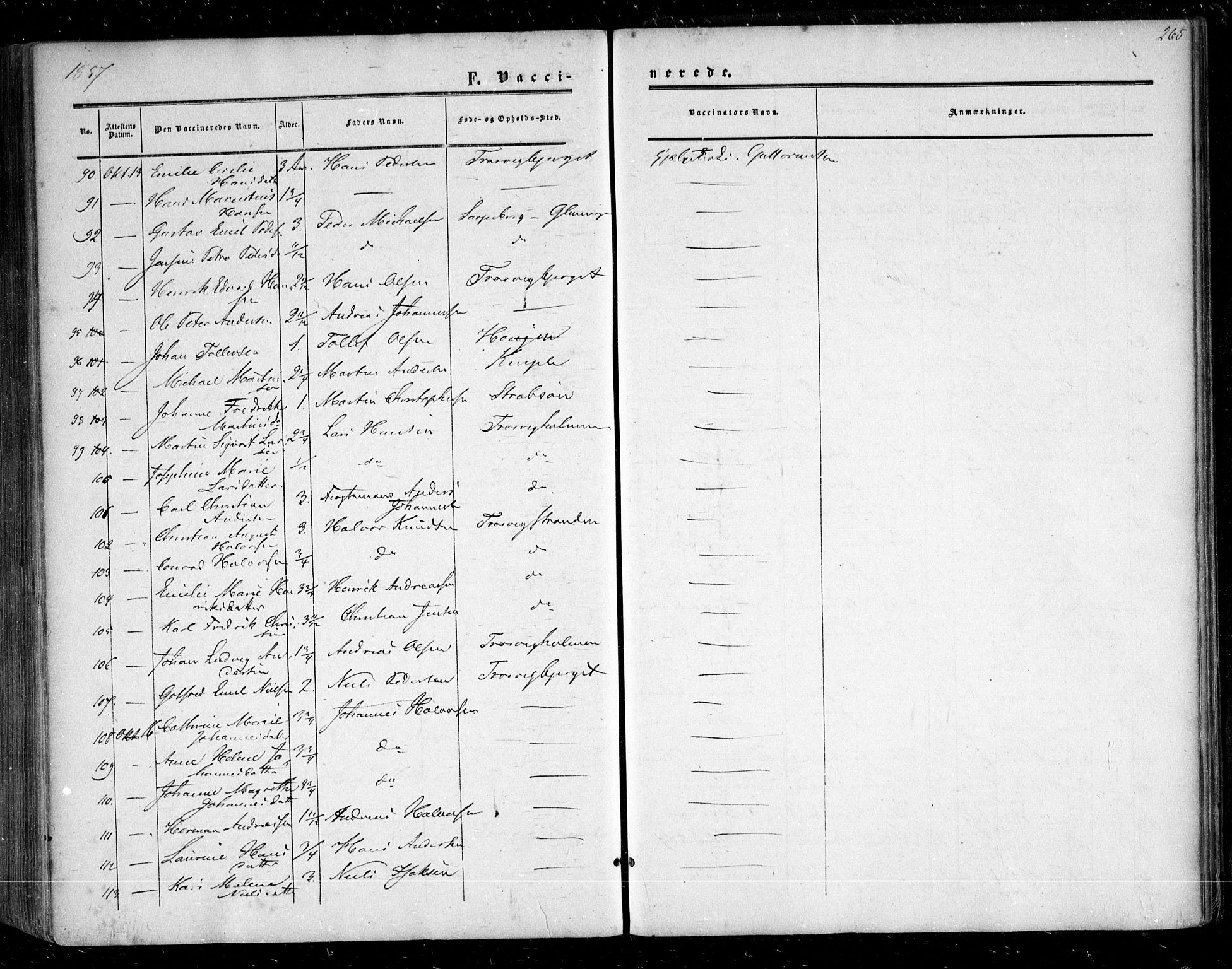 Glemmen prestekontor Kirkebøker, AV/SAO-A-10908/F/Fa/L0007: Parish register (official) no. 7, 1853-1862, p. 265