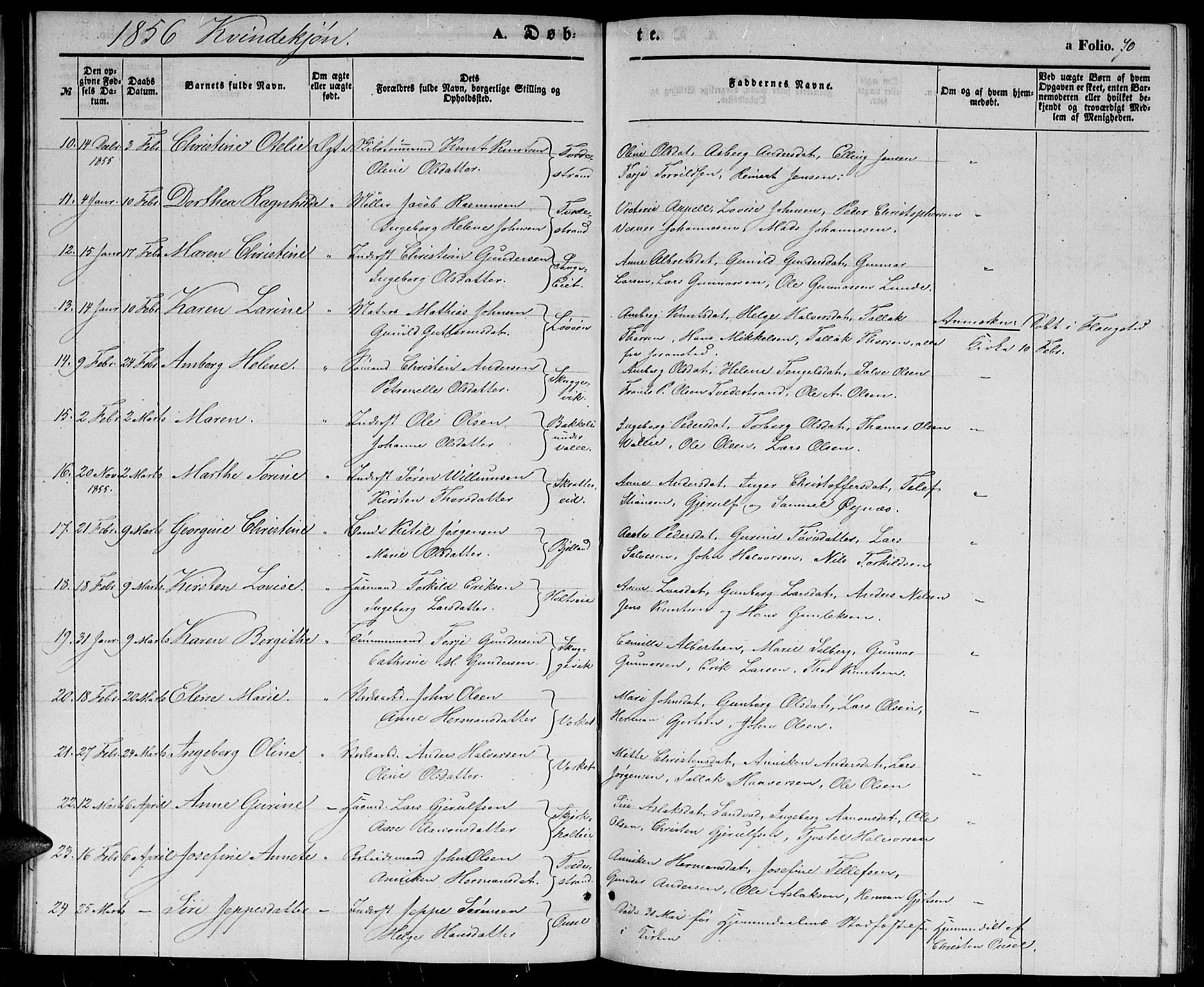 Holt sokneprestkontor, AV/SAK-1111-0021/F/Fb/L0007: Parish register (copy) no. B 7, 1849-1858, p. 70