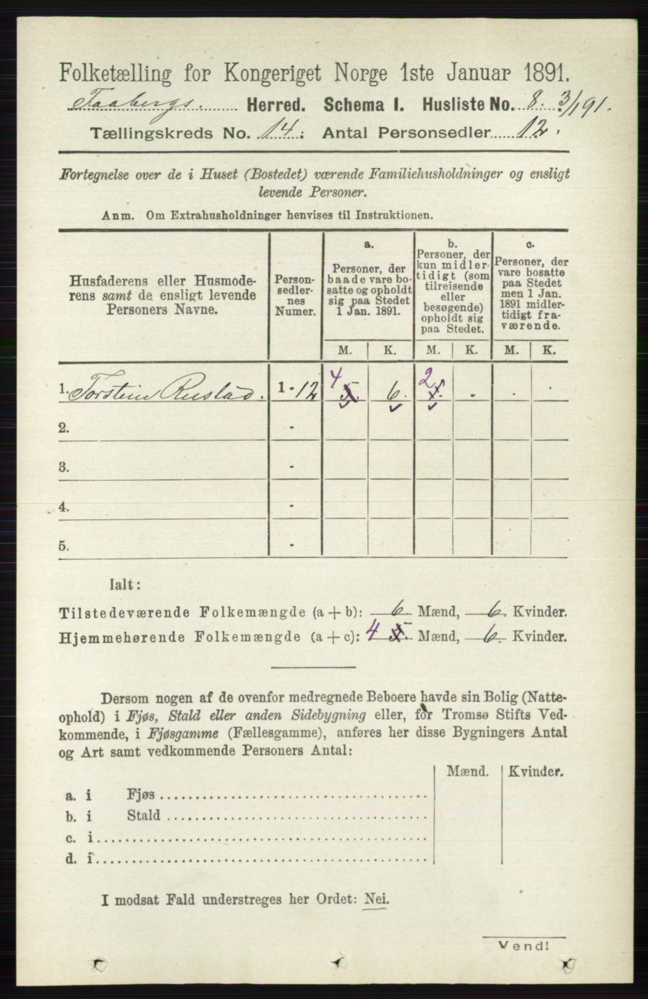 RA, 1891 census for 0524 Fåberg, 1891, p. 5630