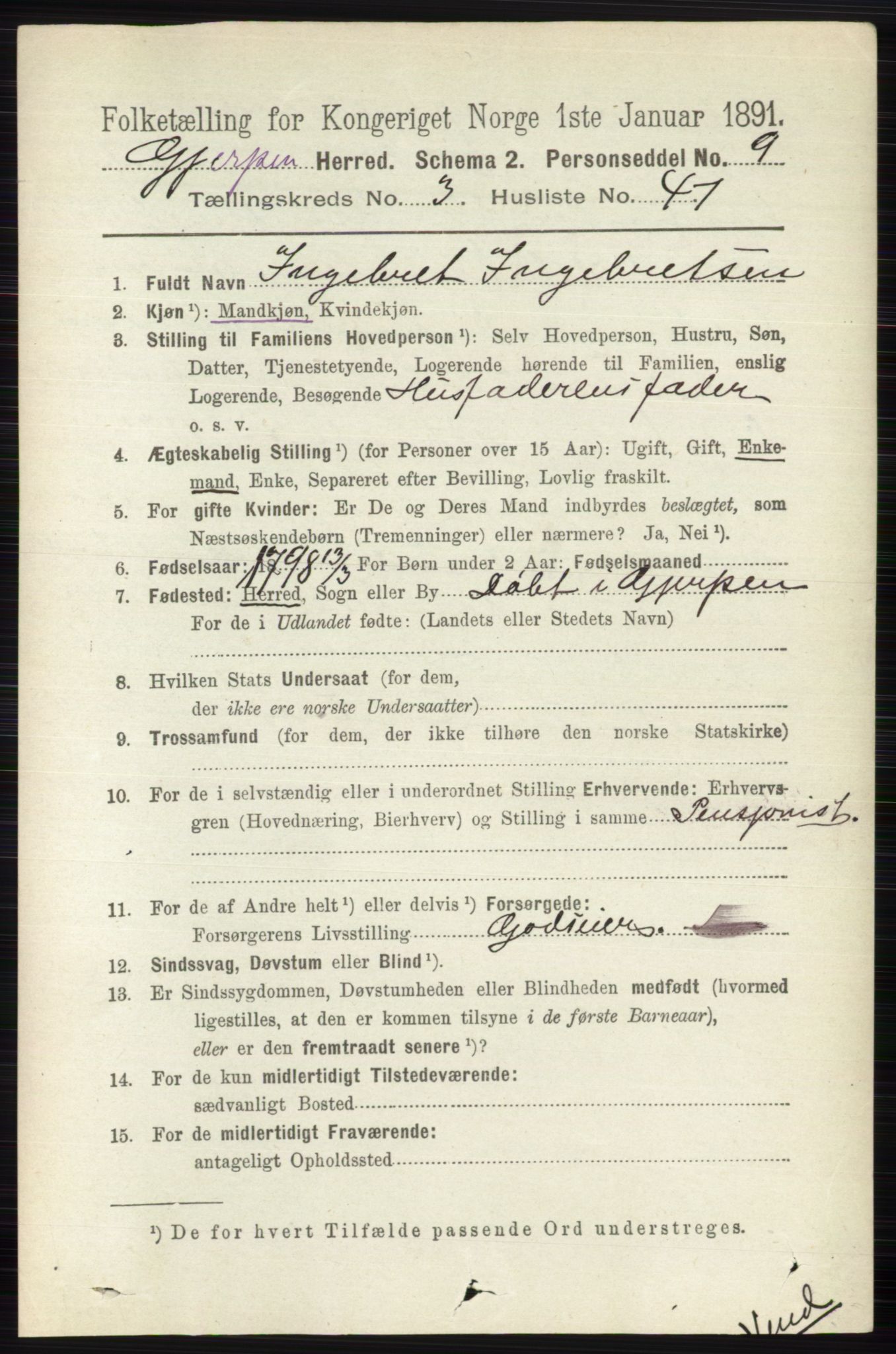 RA, 1891 census for 0812 Gjerpen, 1891, p. 1856