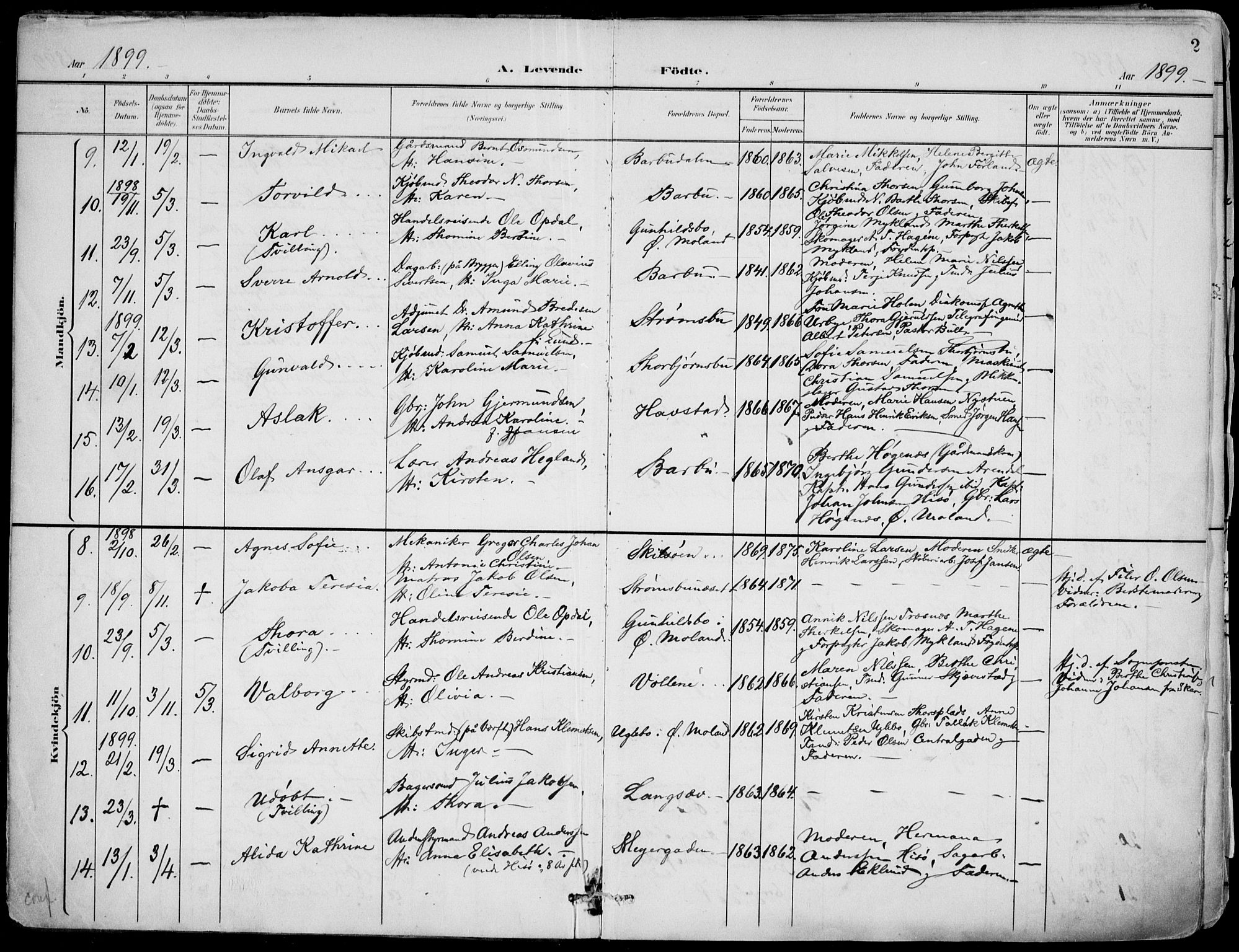 Barbu sokneprestkontor, AV/SAK-1111-0003/F/Fa/L0005: Parish register (official) no. A 5, 1899-1909, p. 2