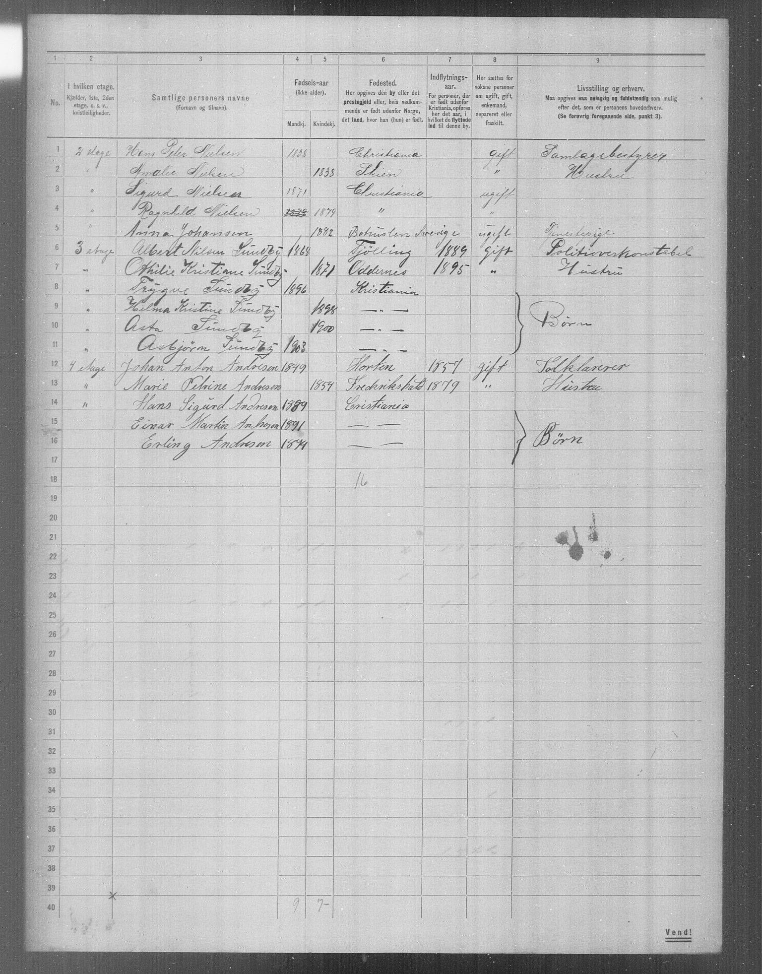 OBA, Municipal Census 1904 for Kristiania, 1904, p. 21397