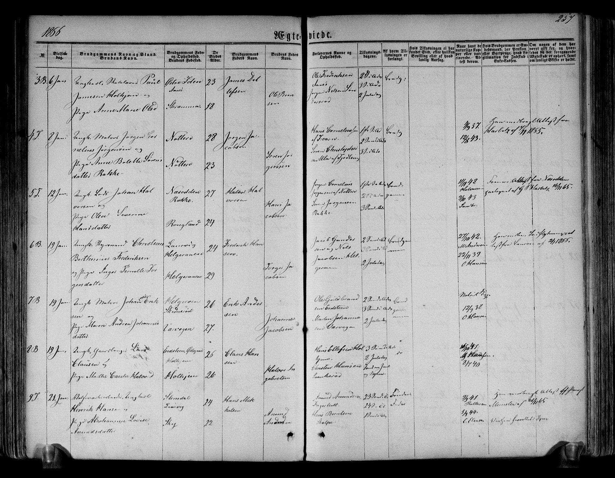 Brunlanes kirkebøker, SAKO/A-342/F/Fa/L0005: Parish register (official) no. I 5, 1862-1877, p. 257