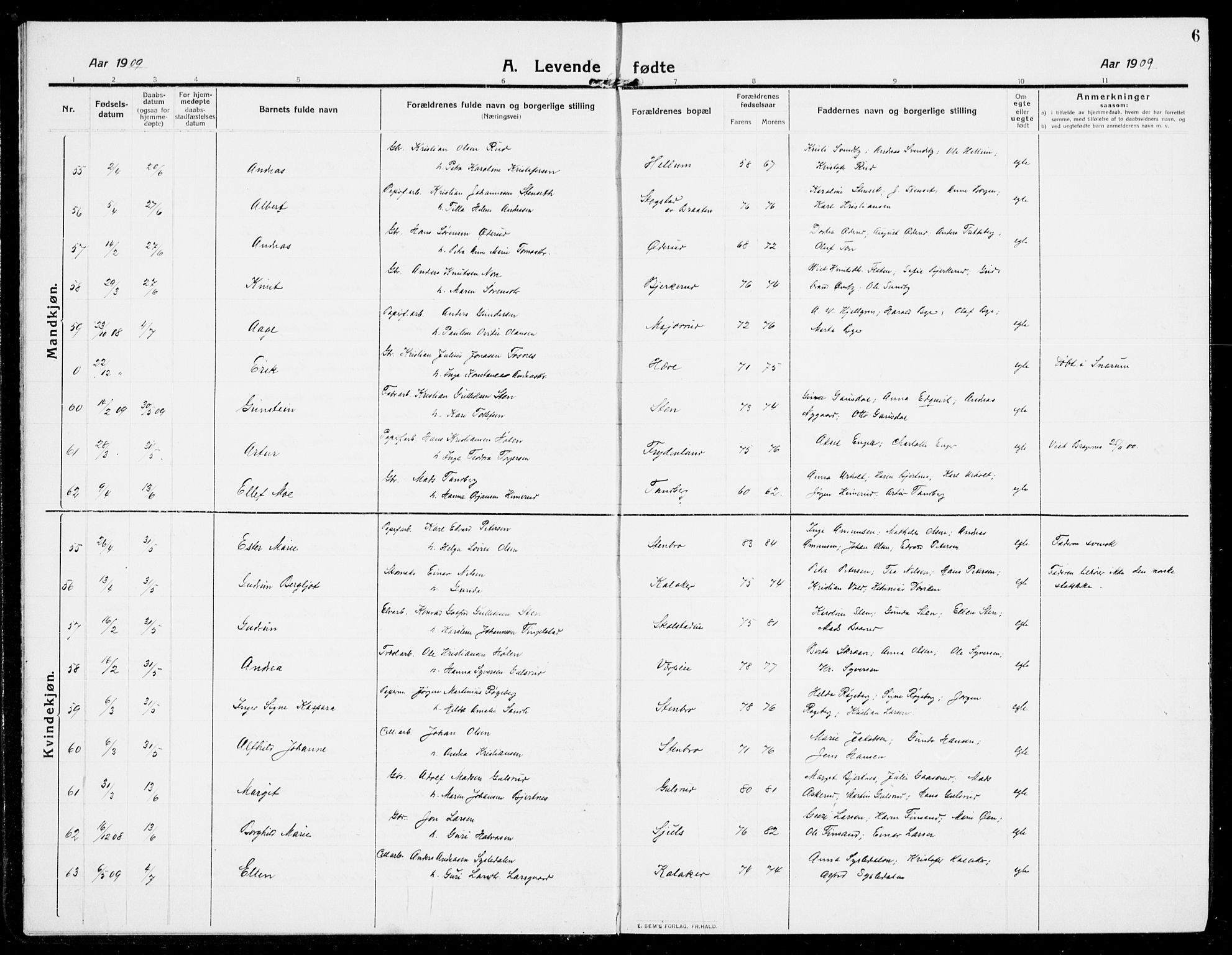 Modum kirkebøker, AV/SAKO-A-234/G/Ga/L0009: Parish register (copy) no. I 9, 1909-1923, p. 6