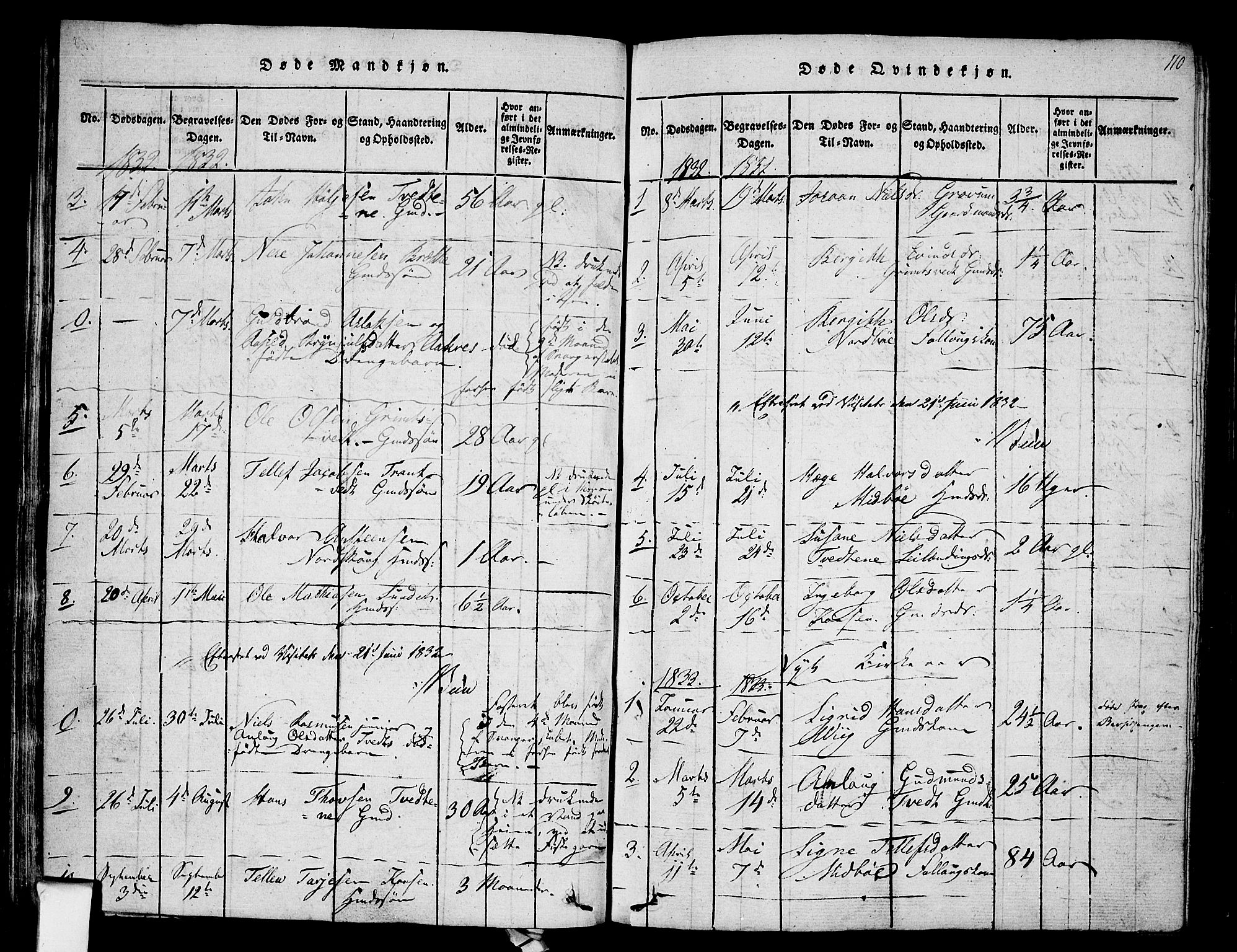 Nissedal kirkebøker, SAKO/A-288/F/Fa/L0002: Parish register (official) no. I 2, 1814-1845, p. 110