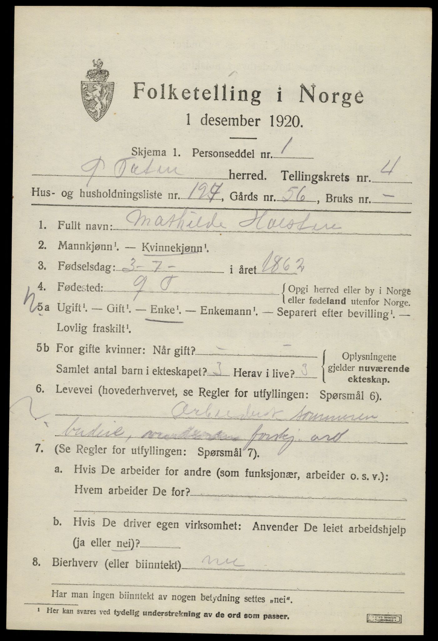 SAH, 1920 census for Østre Toten, 1920, p. 10790