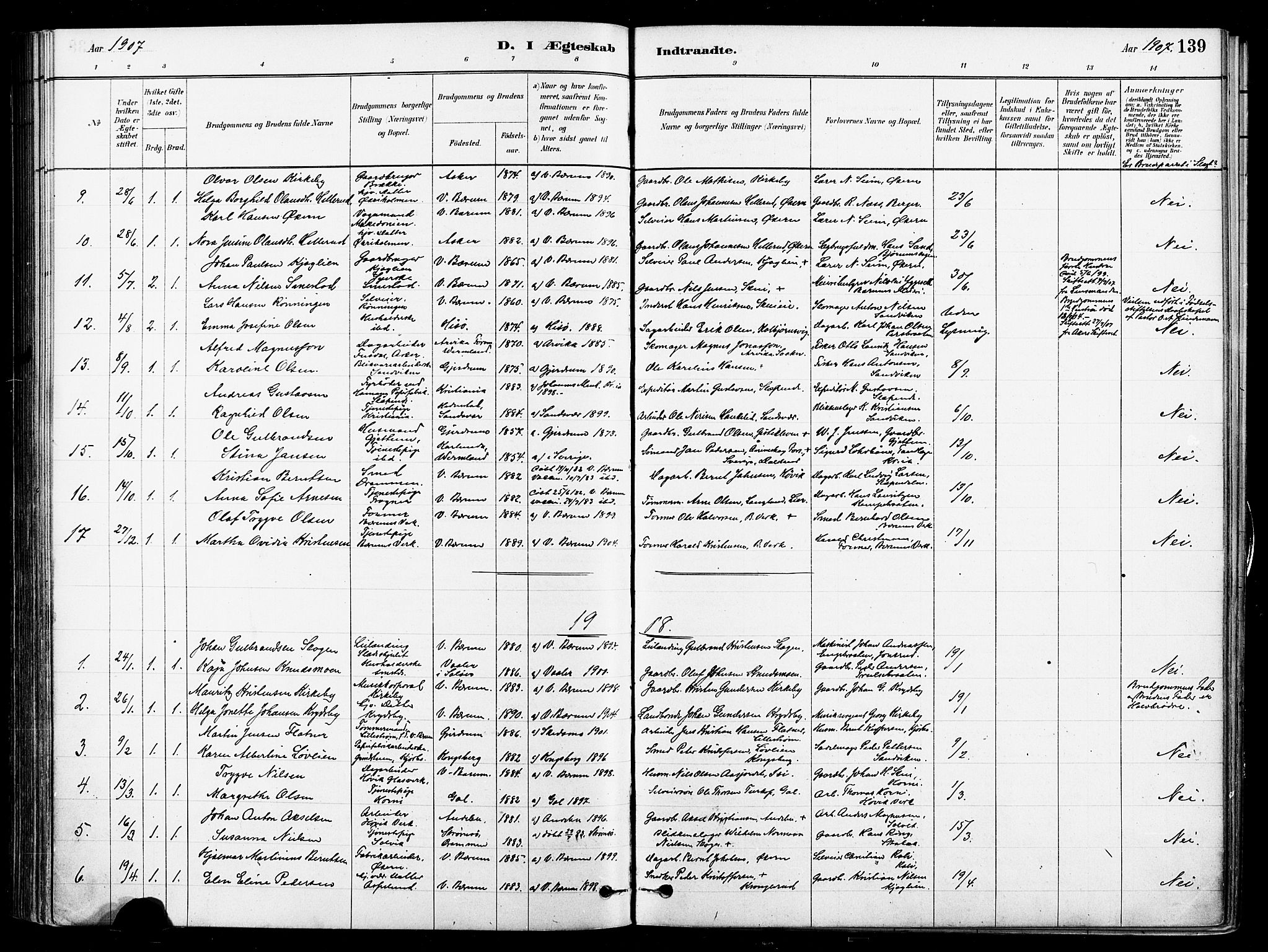 Asker prestekontor Kirkebøker, SAO/A-10256a/F/Fb/L0002: Parish register (official) no. II 2, 1879-1921, p. 139