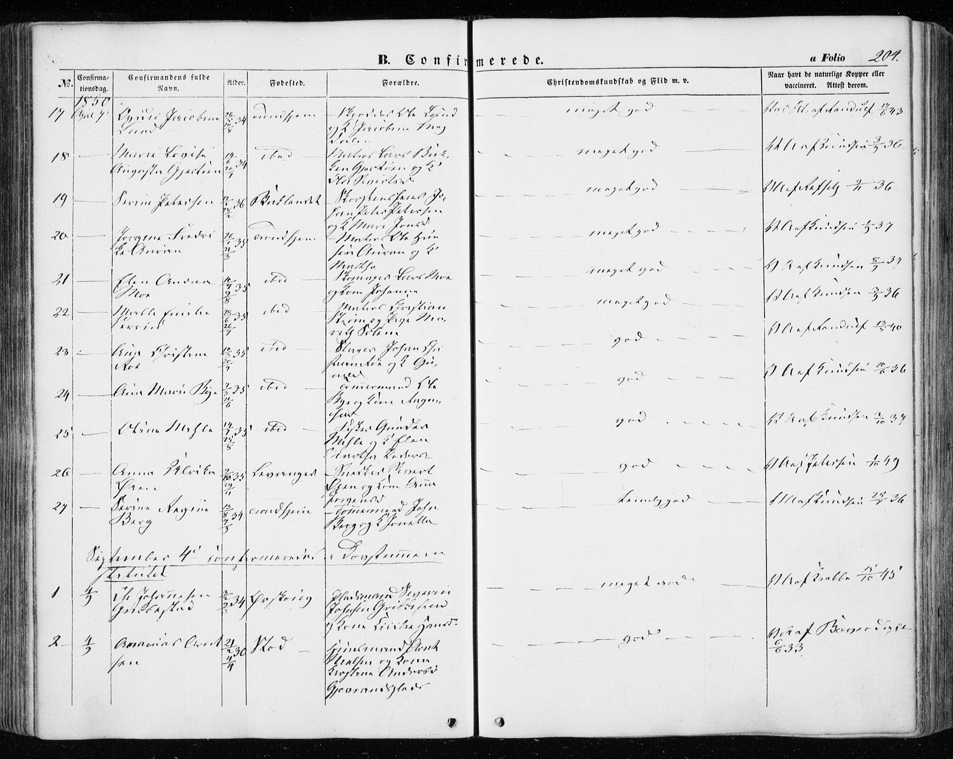 Ministerialprotokoller, klokkerbøker og fødselsregistre - Sør-Trøndelag, SAT/A-1456/601/L0051: Parish register (official) no. 601A19, 1848-1857, p. 204