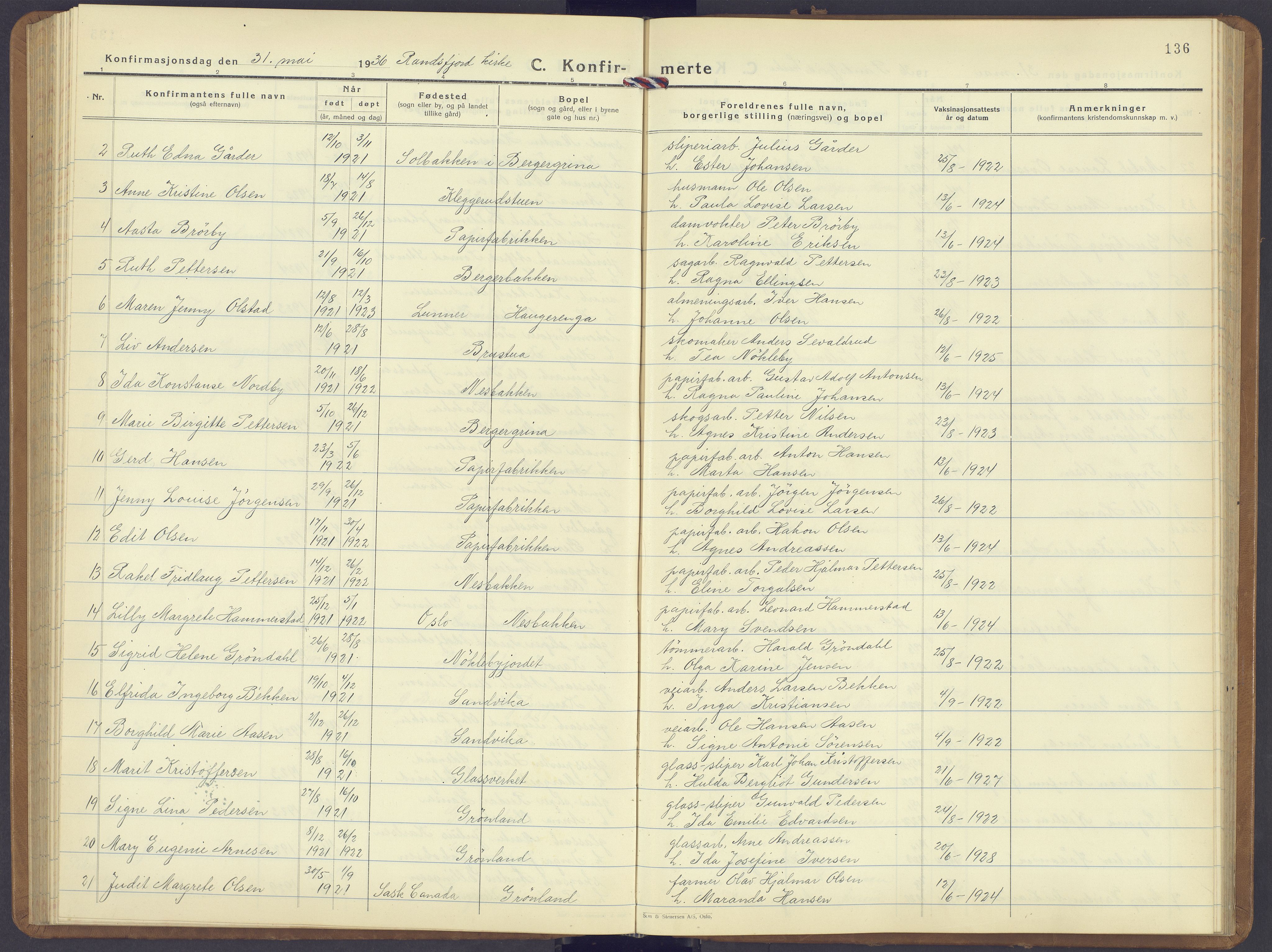 Jevnaker prestekontor, AV/SAH-PREST-116/H/Ha/Hab/L0006: Parish register (copy) no. 6, 1930-1945, p. 136