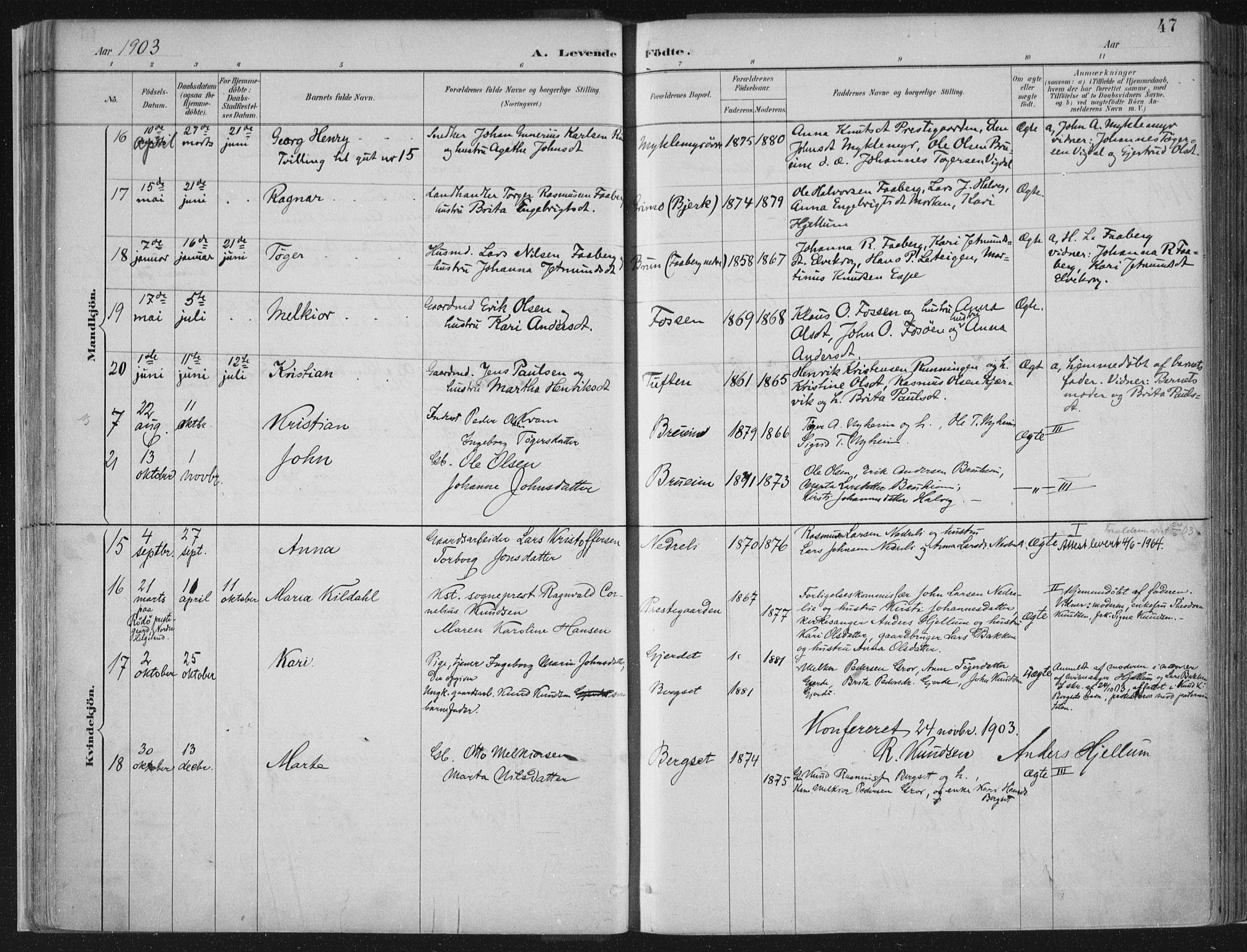 Jostedal sokneprestembete, AV/SAB-A-80601/H/Haa/Haab/L0001: Parish register (official) no. B 1, 1887-1914, p. 47